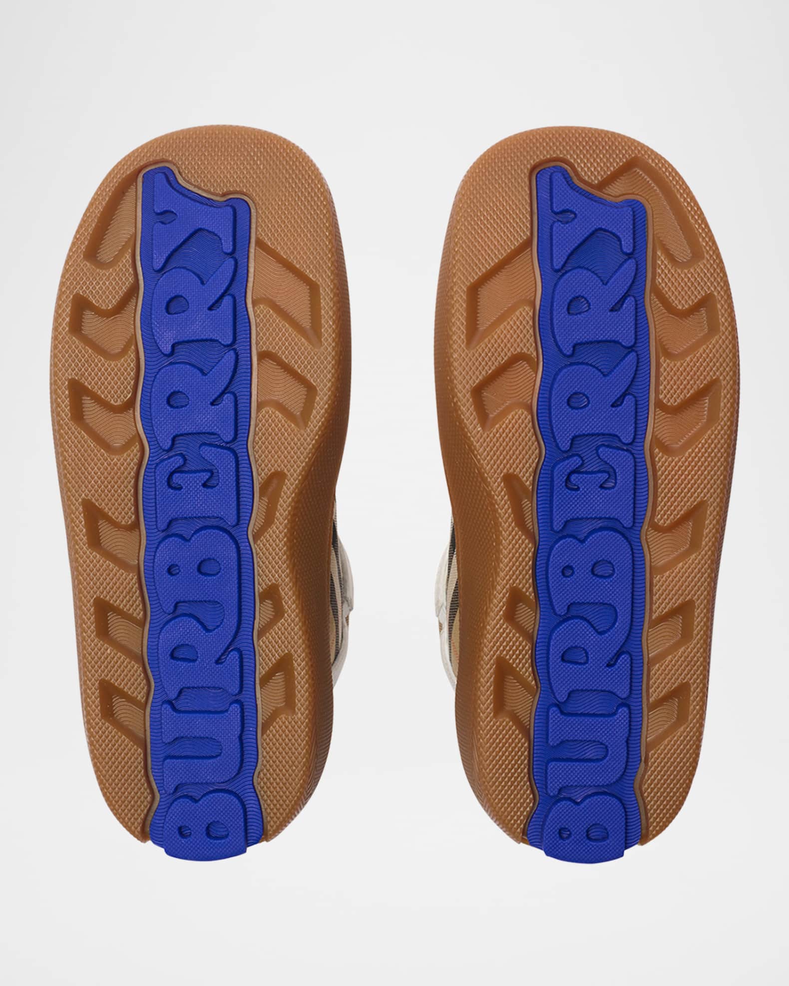 Burberry Kid's Sheldon Check Cotton and Leather High-Top Sneakers