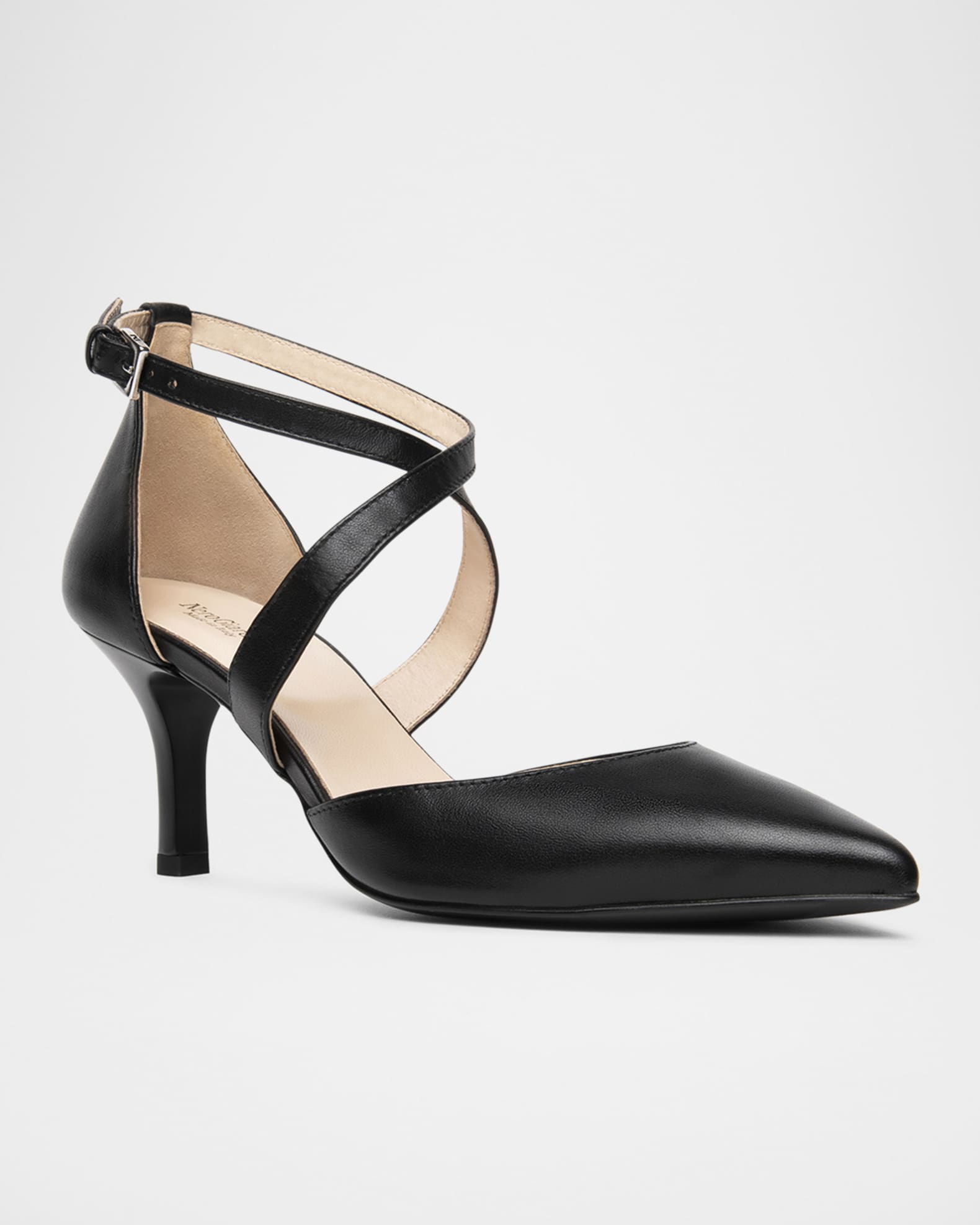 Leather Crisscross Mid-Heel Pumps 1