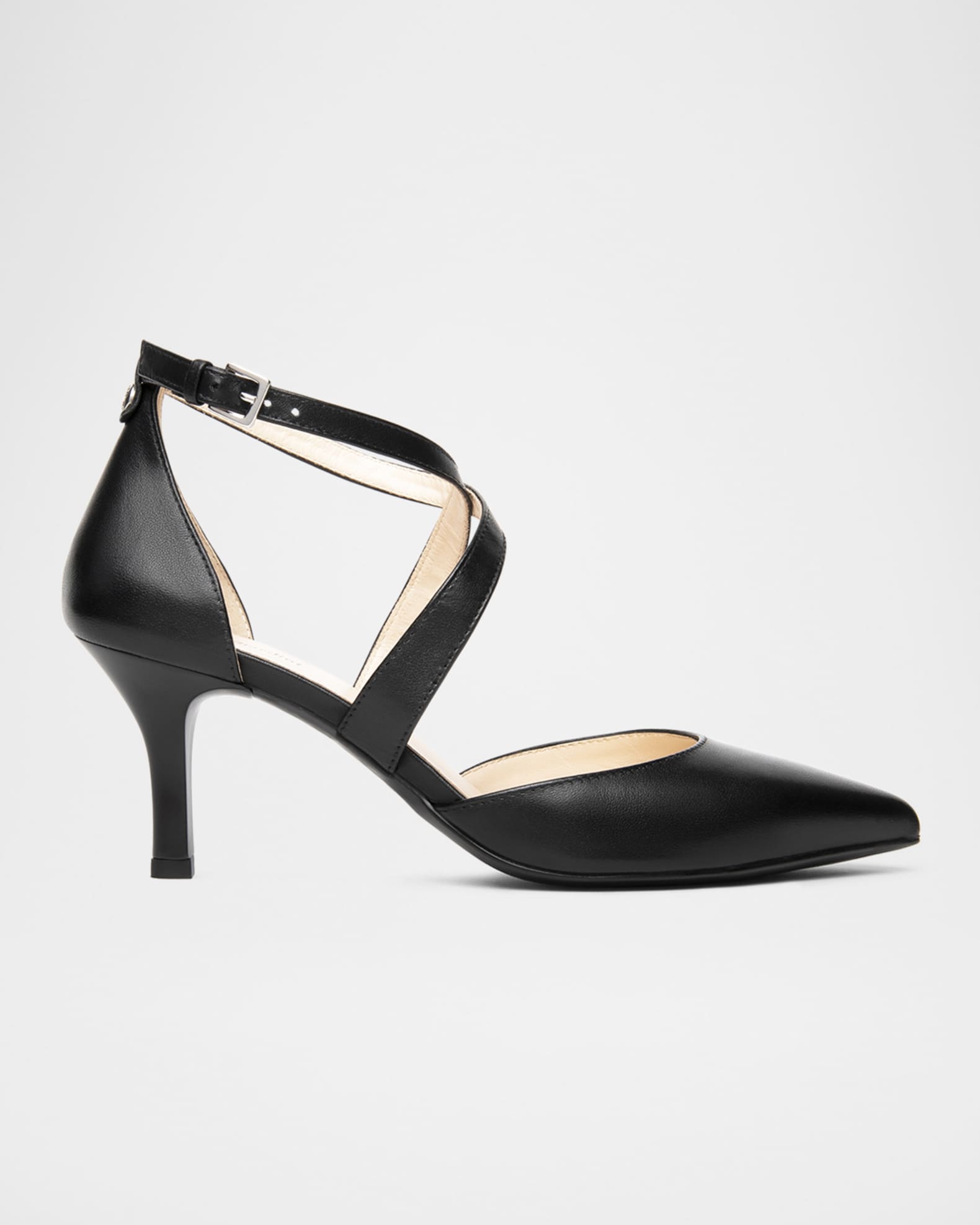 Leather Crisscross Mid-Heel Pumps 0