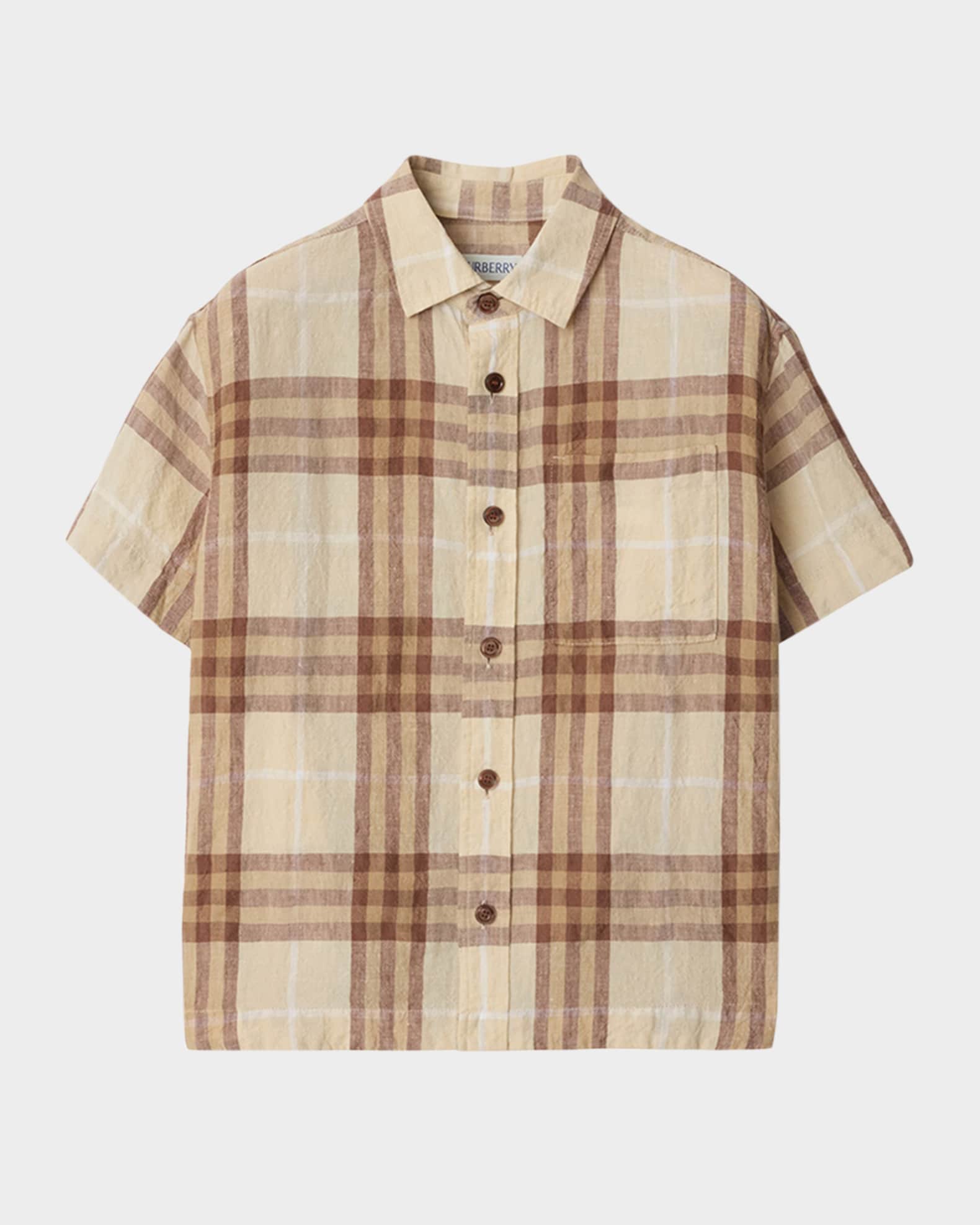 Burberry Boy s Devon Check Linen Short Sleeve Shirt Neiman Marcus