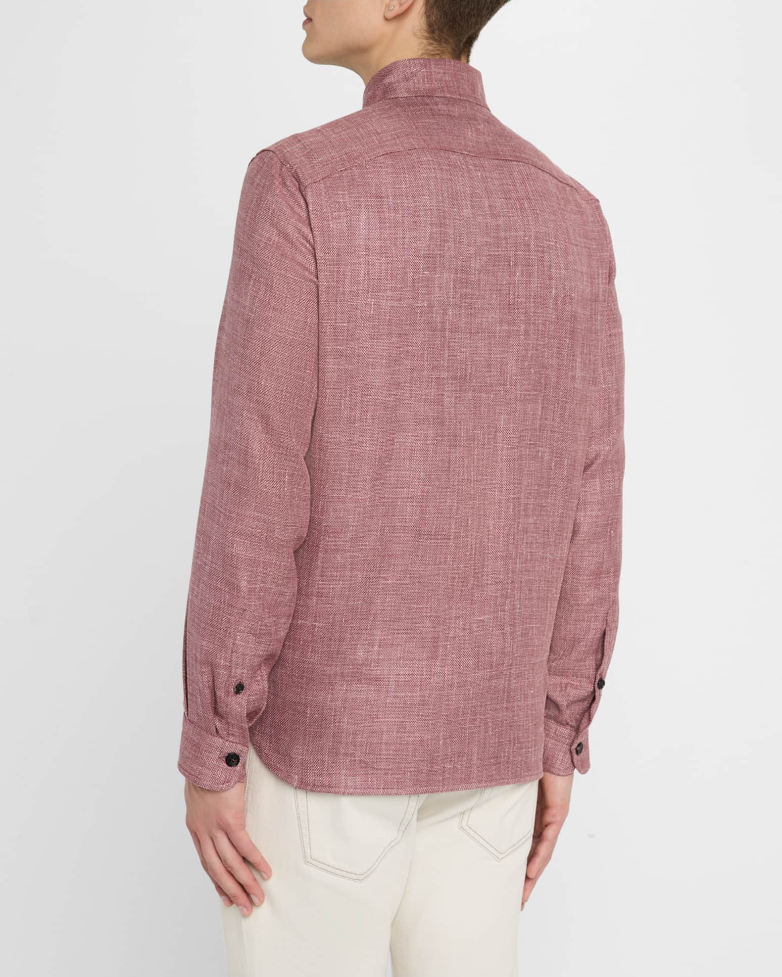 Isaia Men's Melange Textured Overshirt | Neiman Marcus