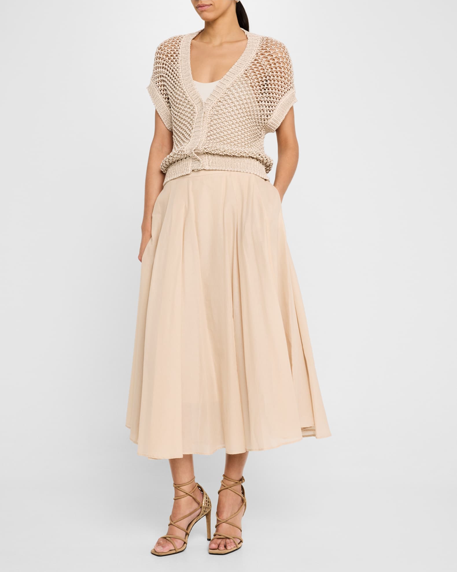 Pleated Circle-Cut Midi Skirt 1