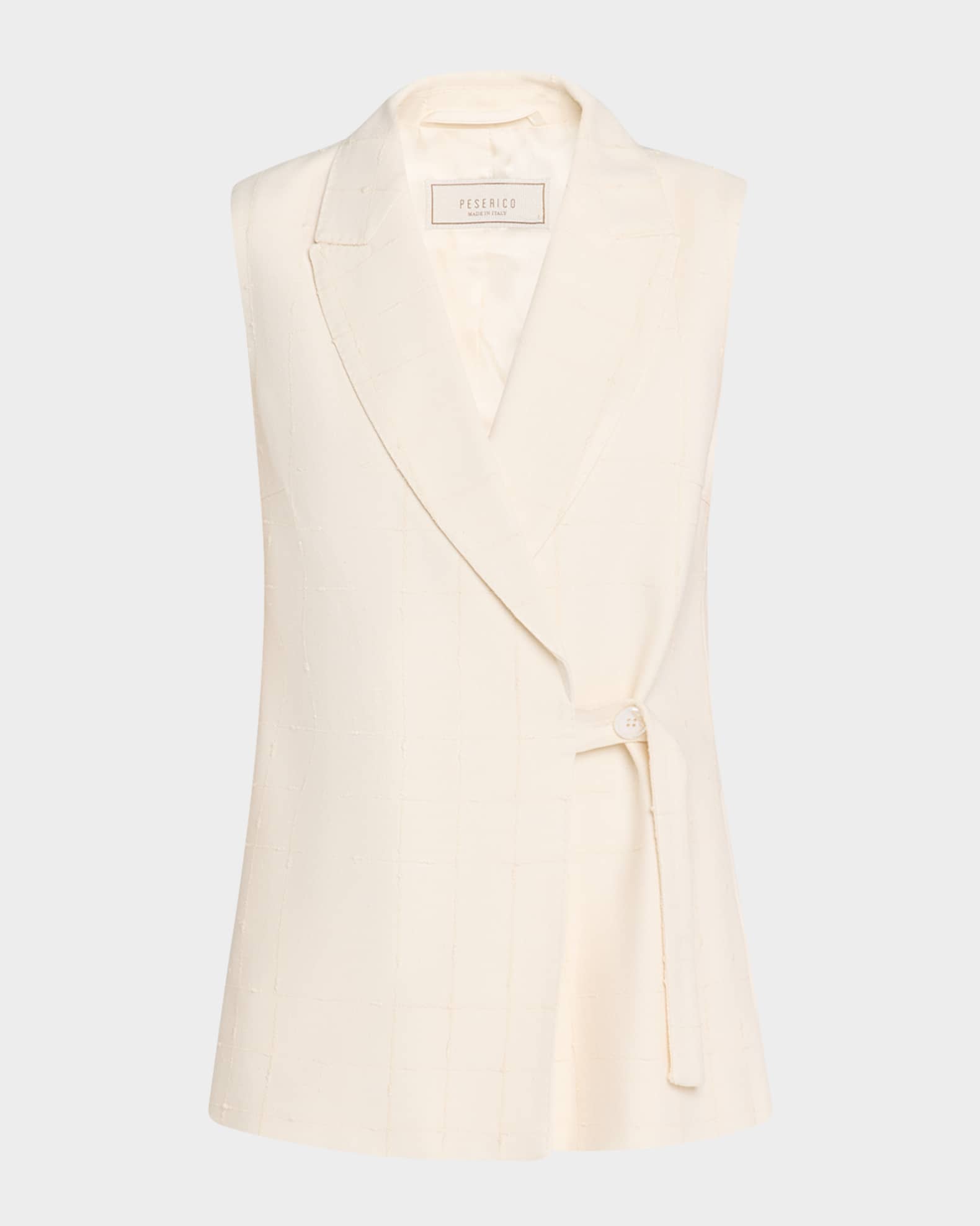 Single-Button Grid Textured Vest 0