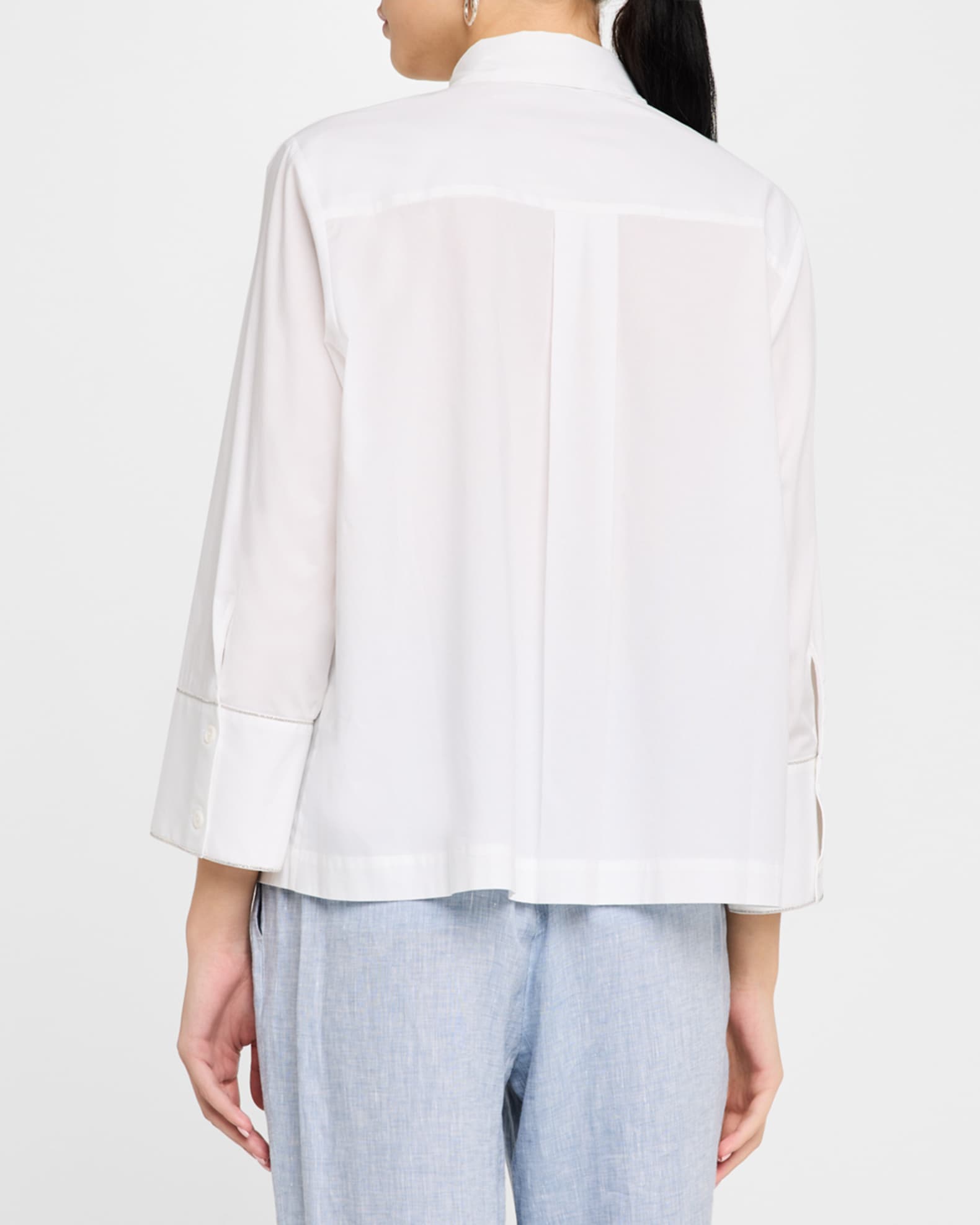Chain-Trim Stretch Cotton Shirt 1
