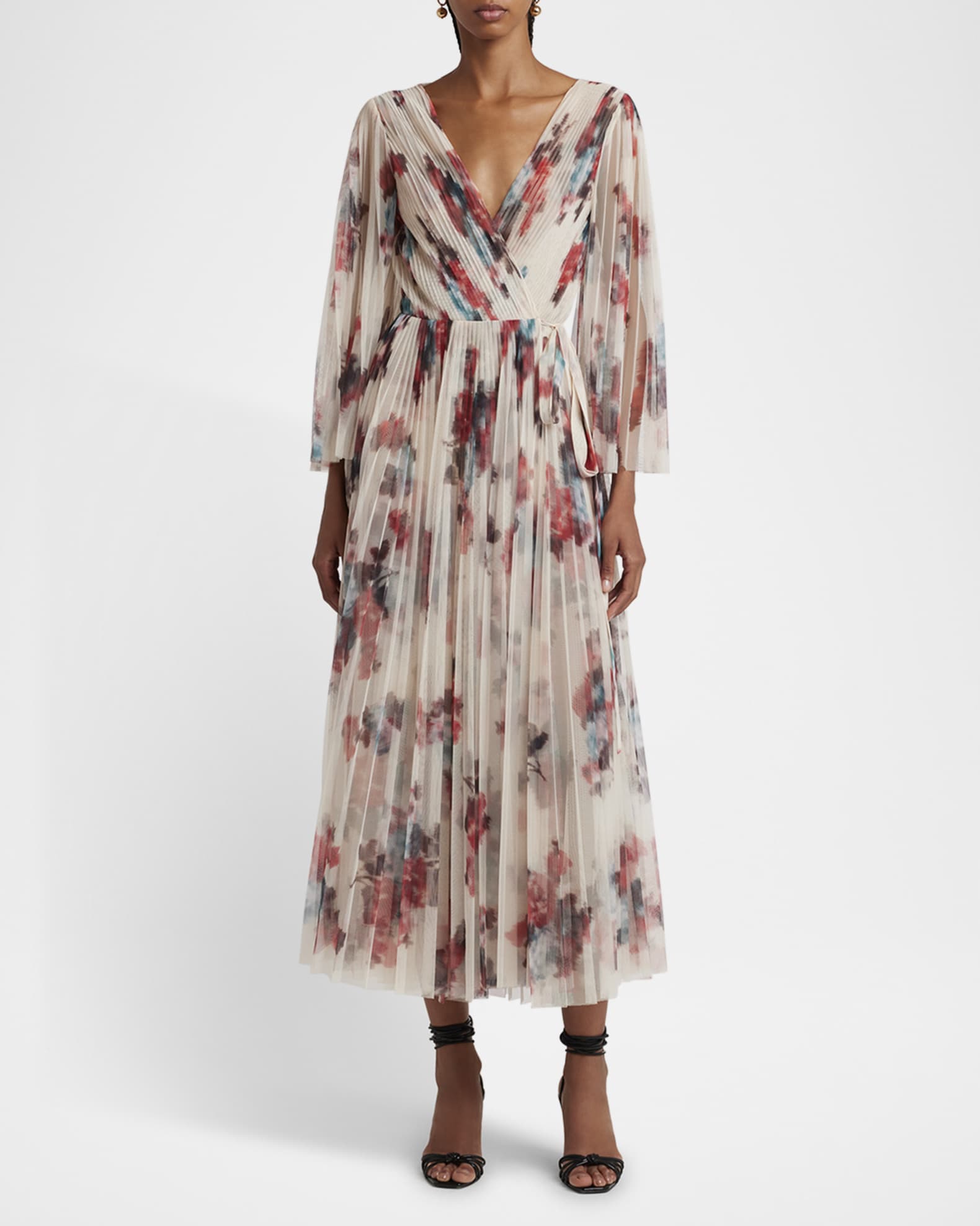 愛用 Philosophy Pleated Floral-Print Blur Serafini Lorenzo di ワンピース