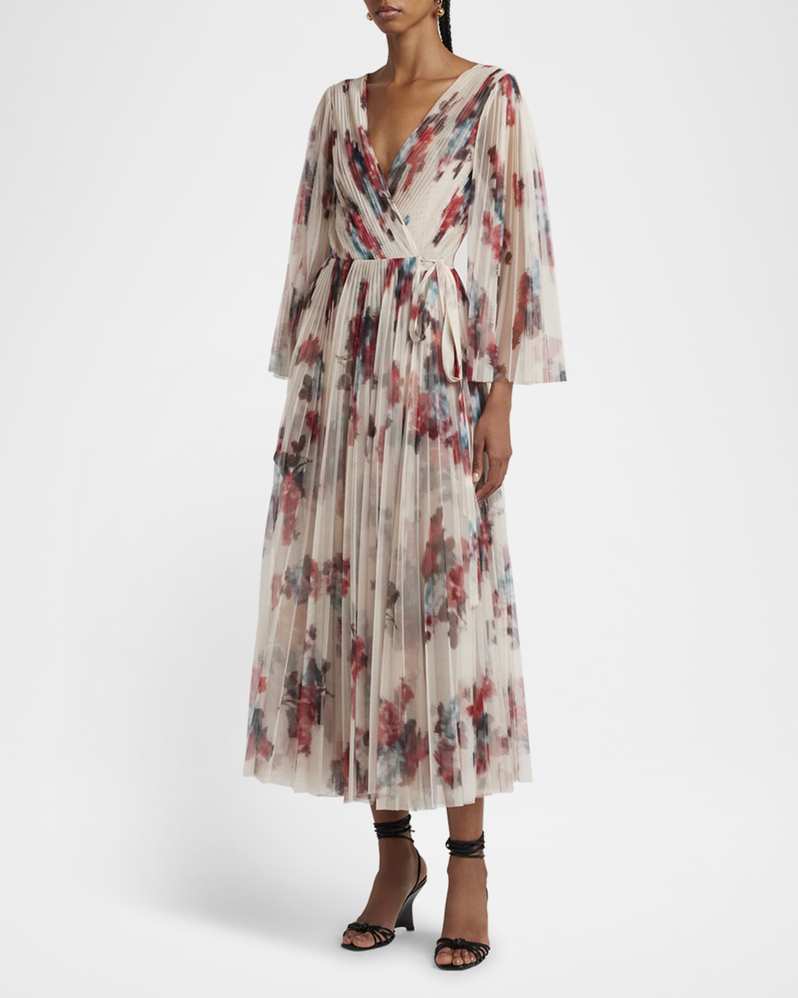 商品画像：Petite Ombre Floral Soft Pleated One Shoulder Maxi Dress 1