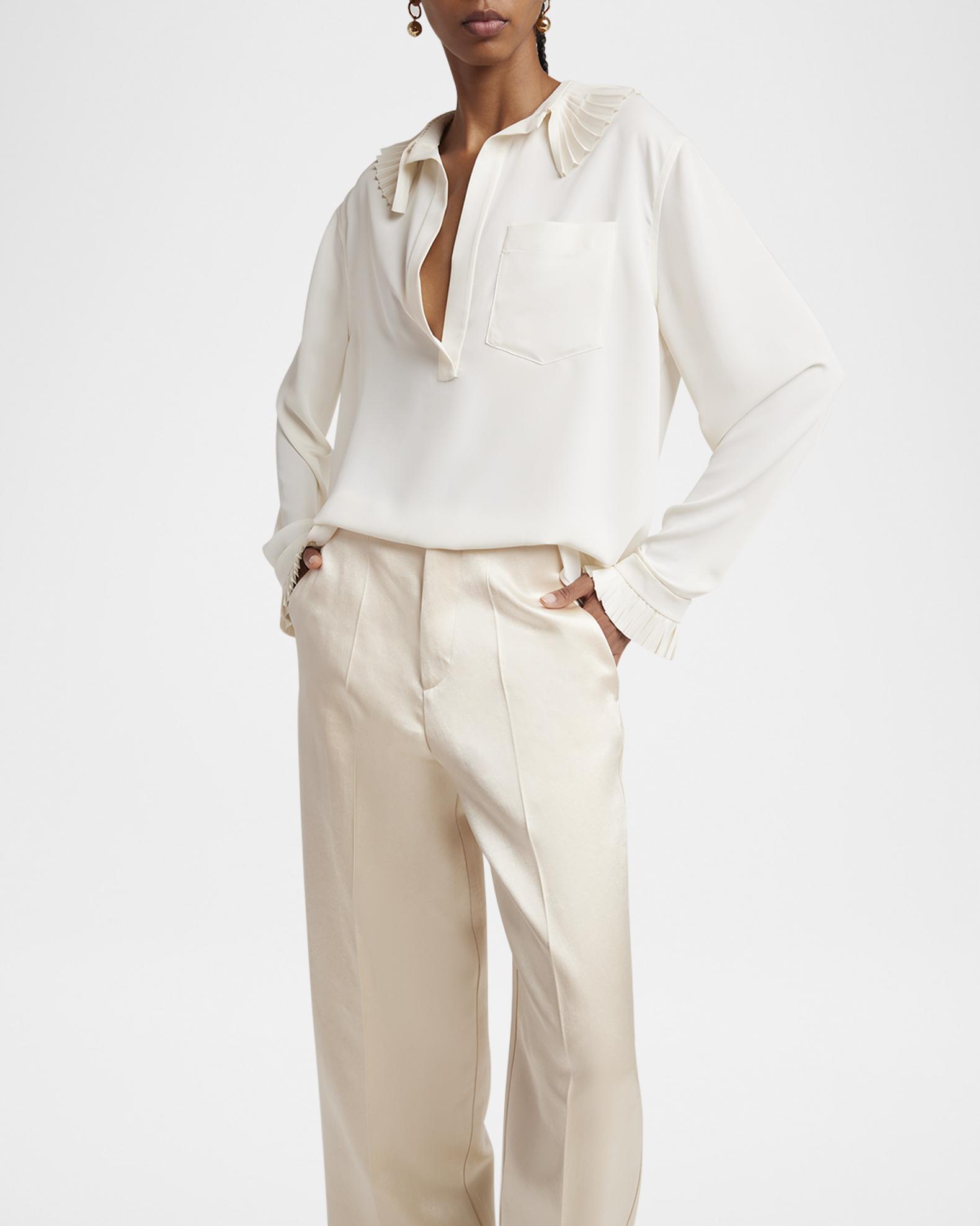 Philosophy di Lorenzo Serafini Pleated Ruffle Collared Blouse 