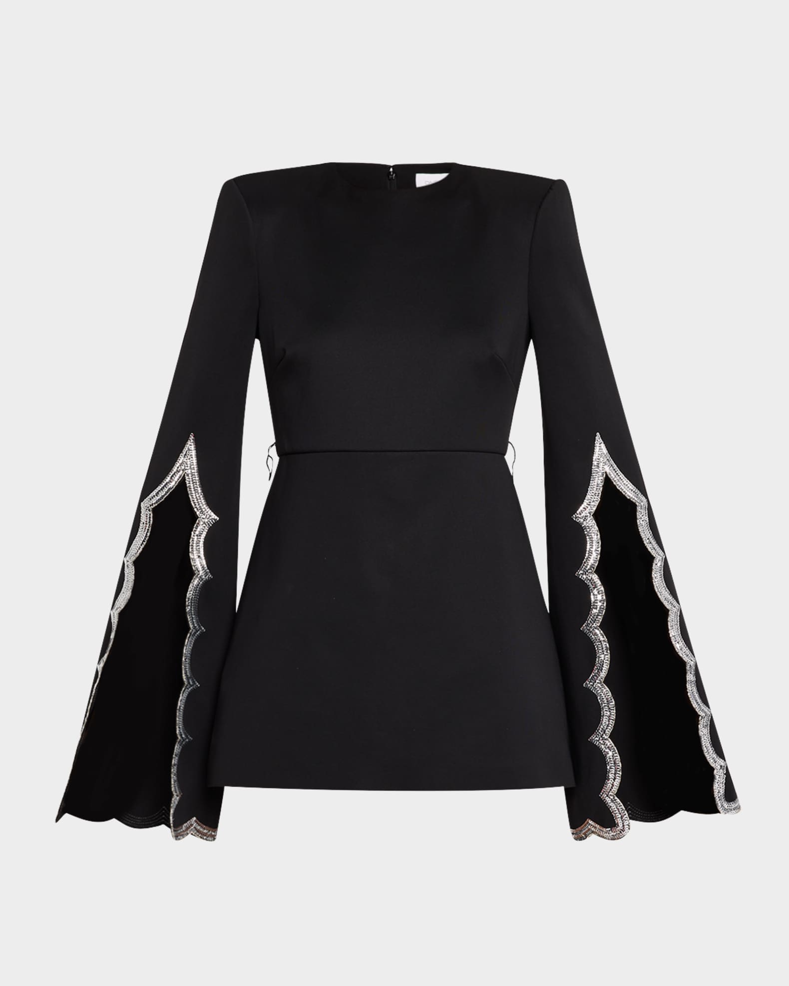 Split-Sleeve Sequin Embellished Mini Dress 0
