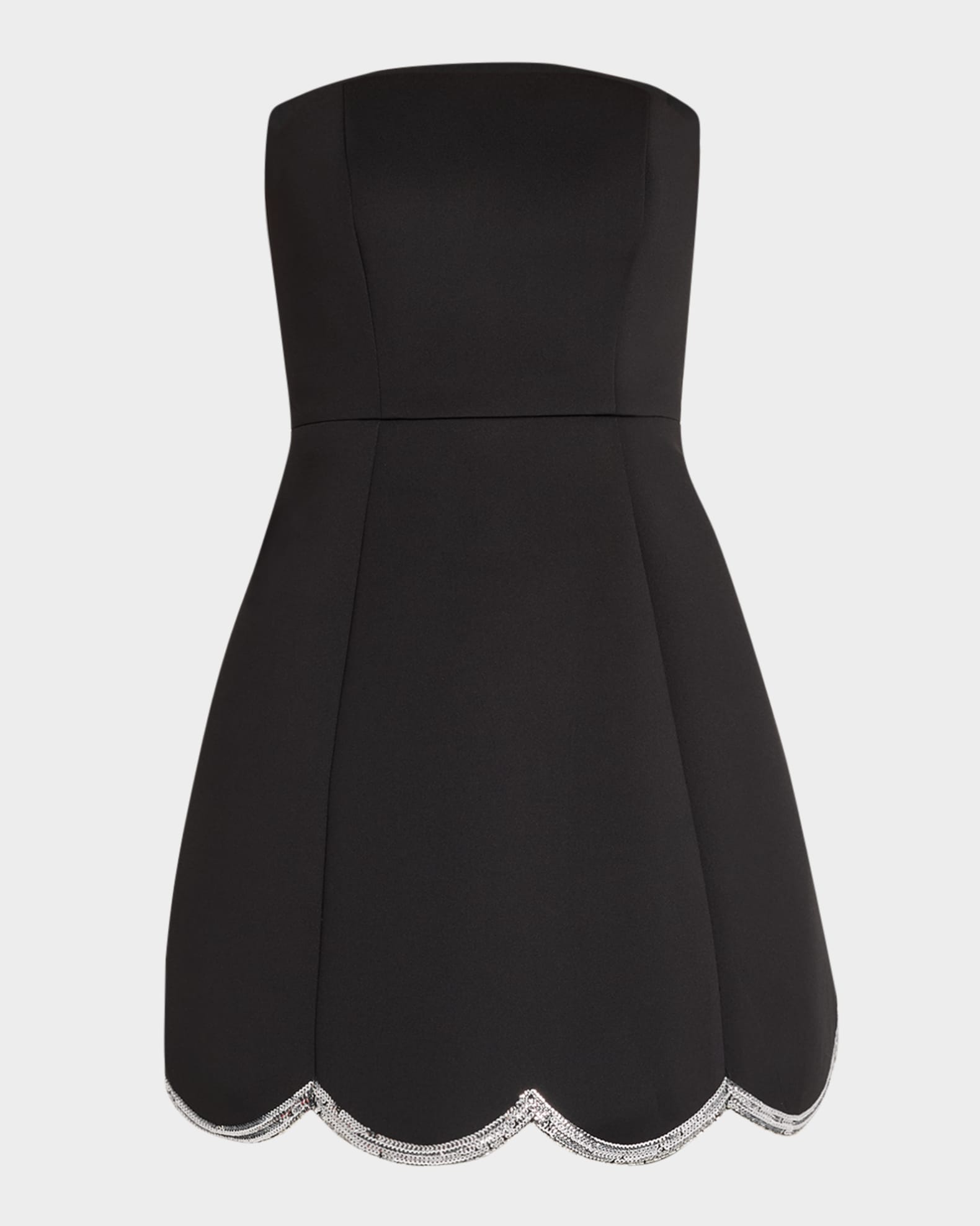 Strapless Scalloped Sequin-Trim Mini Dress 0