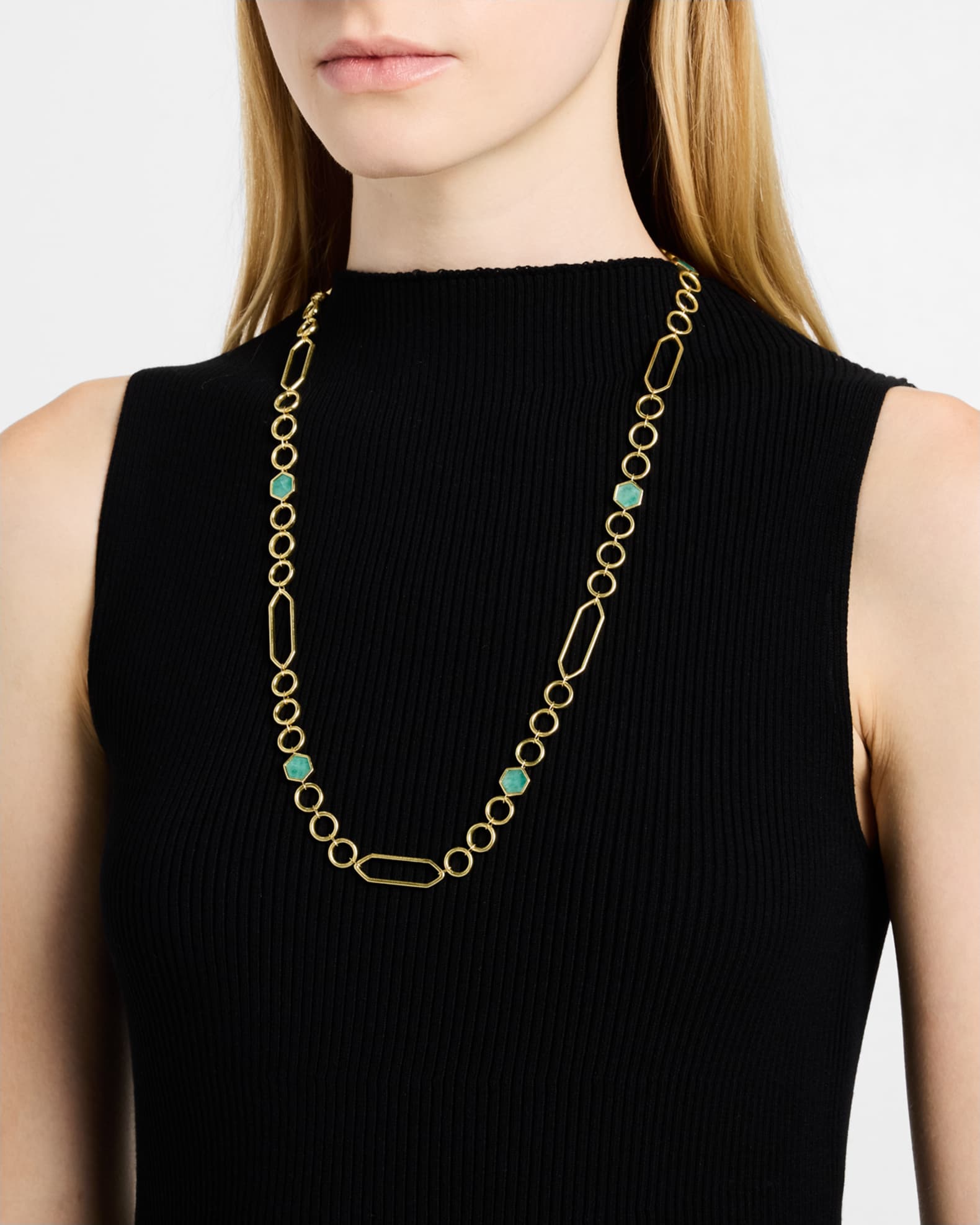 18K Yellow Gold Clyde Emerald Chain Necklace 1