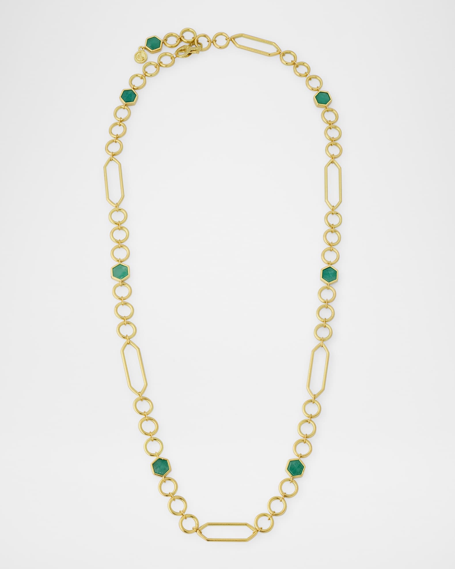 18K Yellow Gold Clyde Emerald Chain Necklace 0