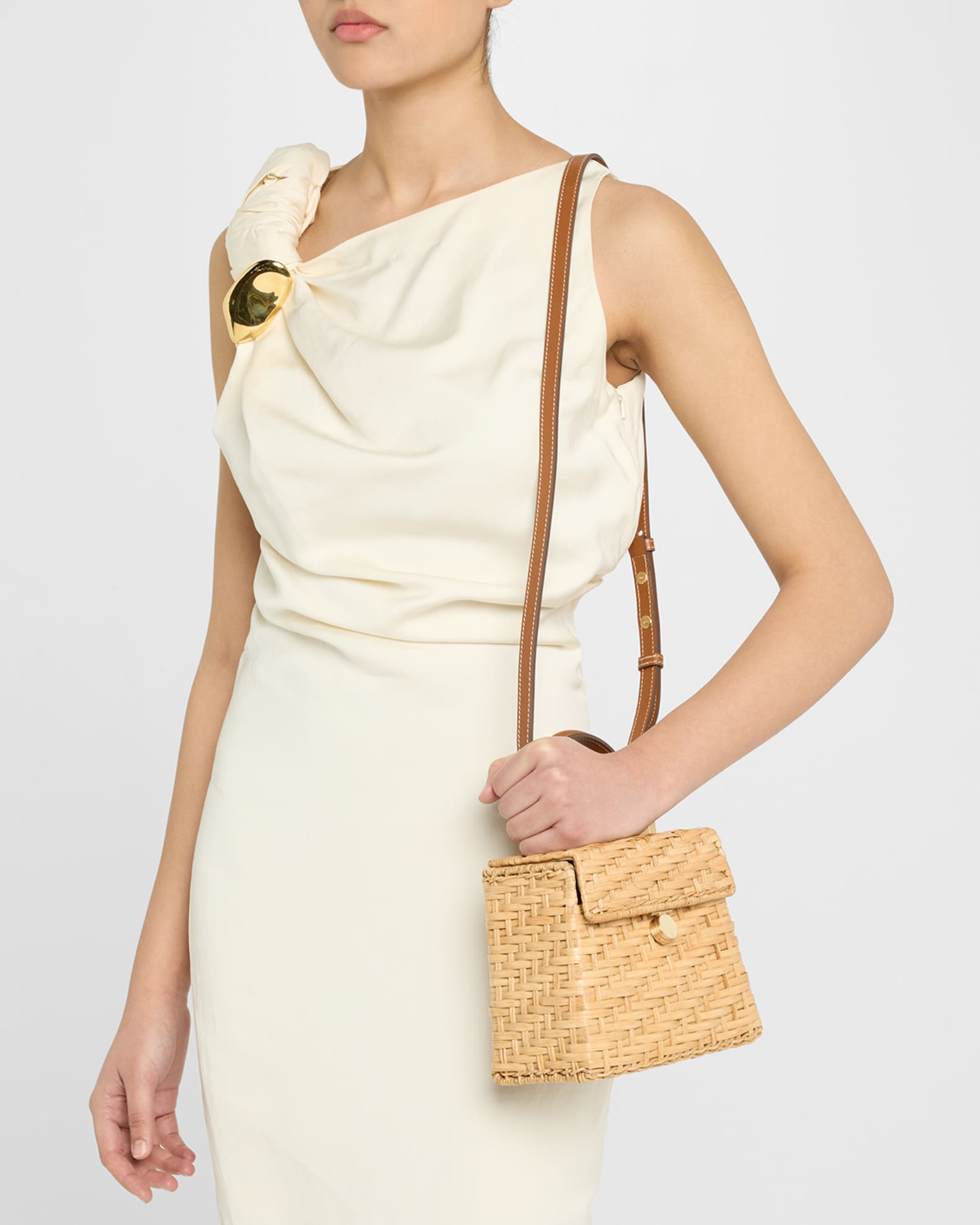 Sybil Flap Rattan Crossbody Bag 1