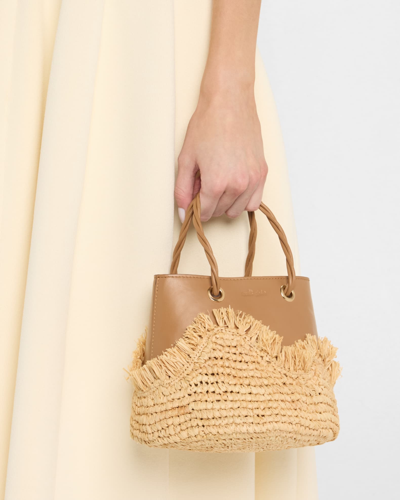 Jojo Raffia & Leather Top-Handle Bag 1