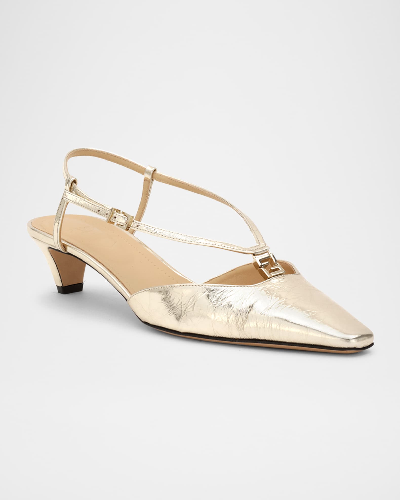 Fold Metallic 4G Ankle-Strap Pumps 1