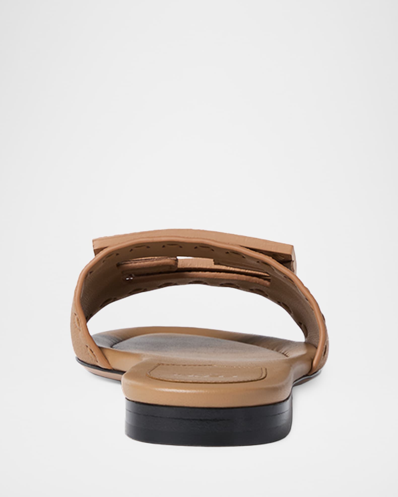 Fendi Baguette FF Leather Buckle Flat Slide Sandals | Neiman Marcus
