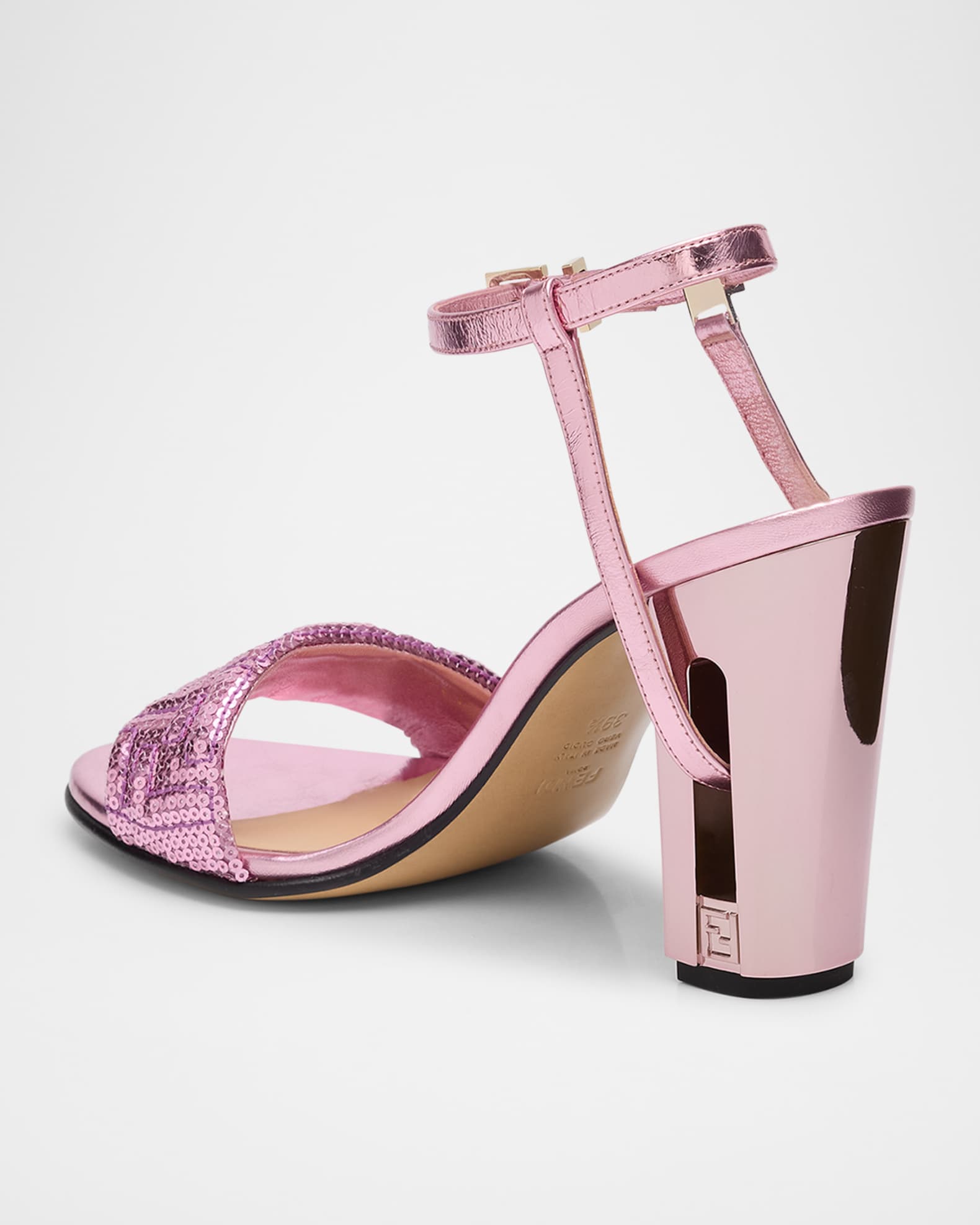 Fendi Metallic Sequin Block Heel Sandals Neiman Marcus