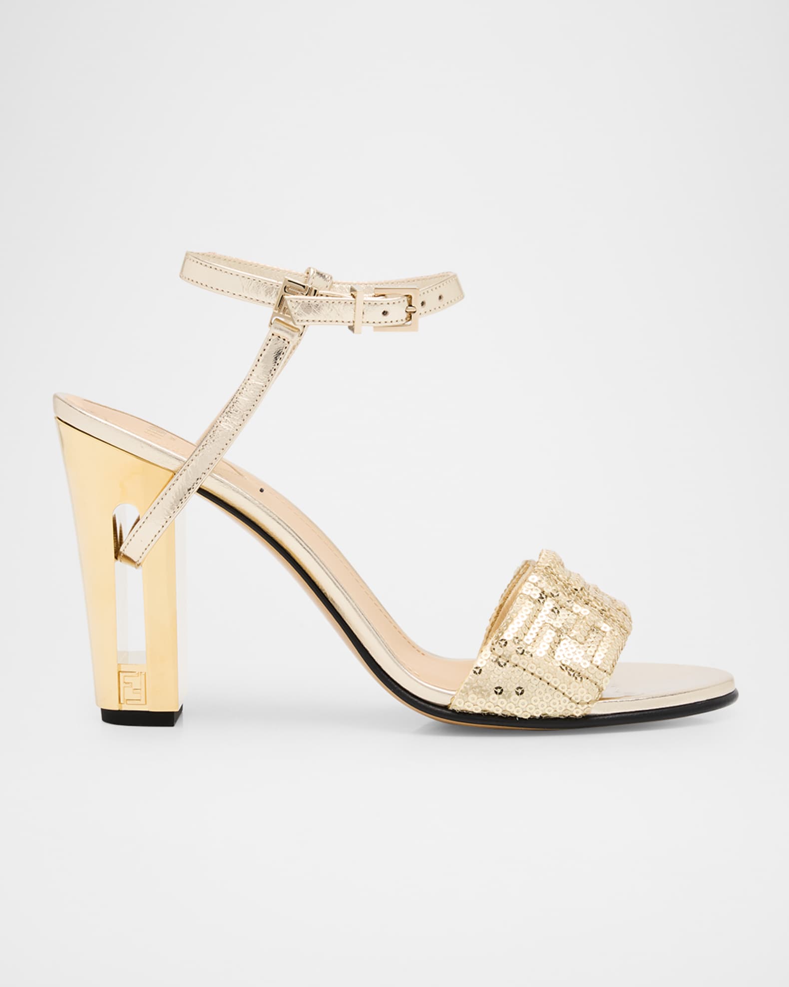 Delfina Metallic Sequin Block-Heel Sandals 0