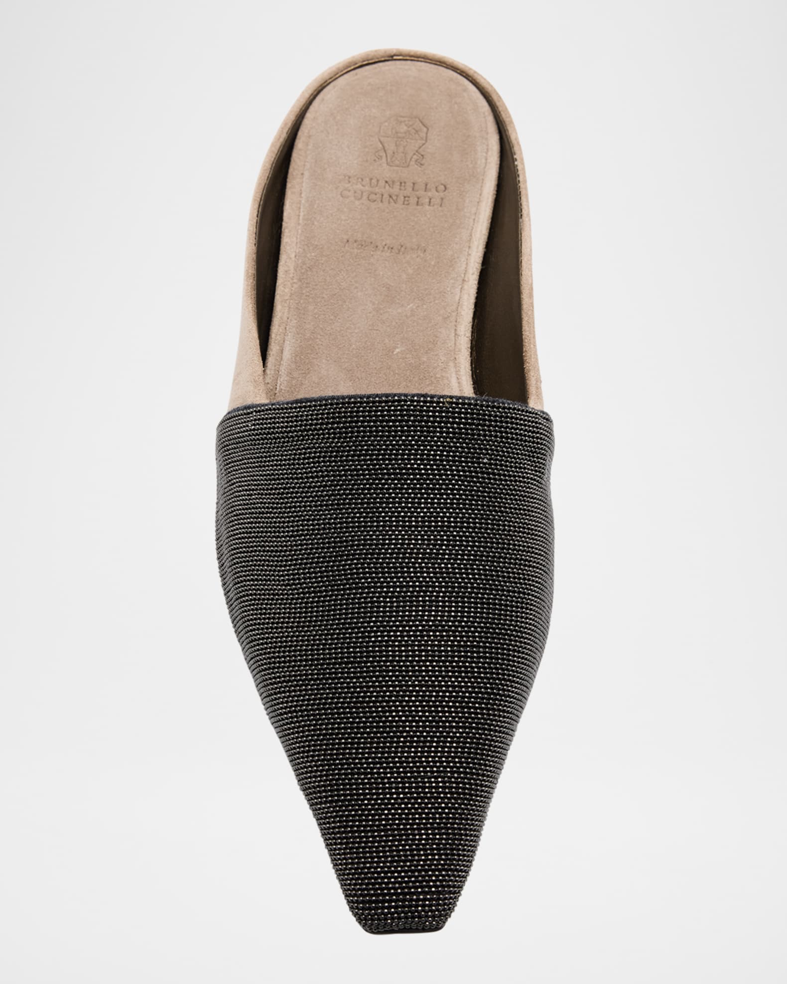 Brunello Cucinelli Monili Suede Ballerina Mules | Neiman Marcus
