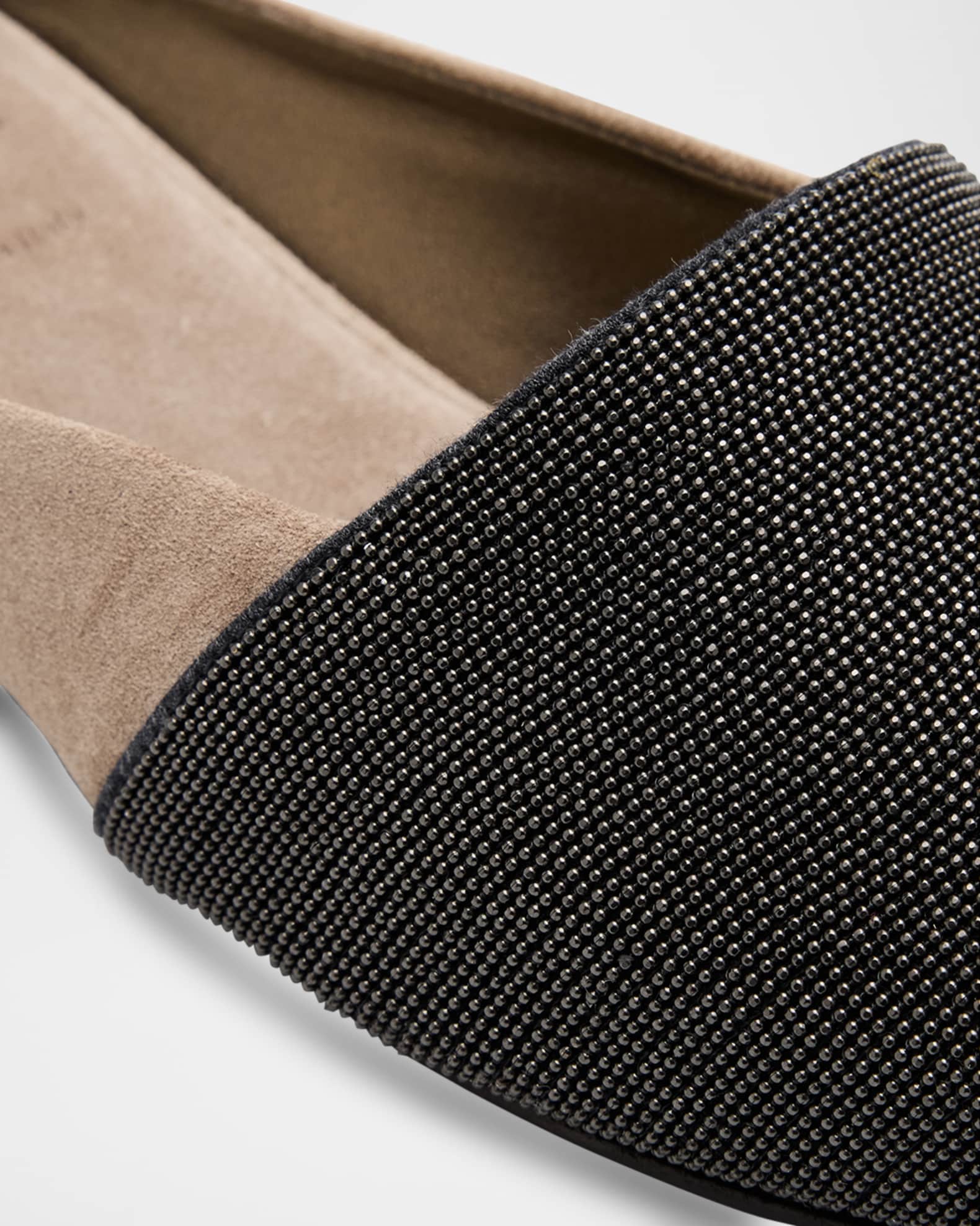 Brunello Cucinelli Monili Suede Ballerina Mules | Neiman Marcus