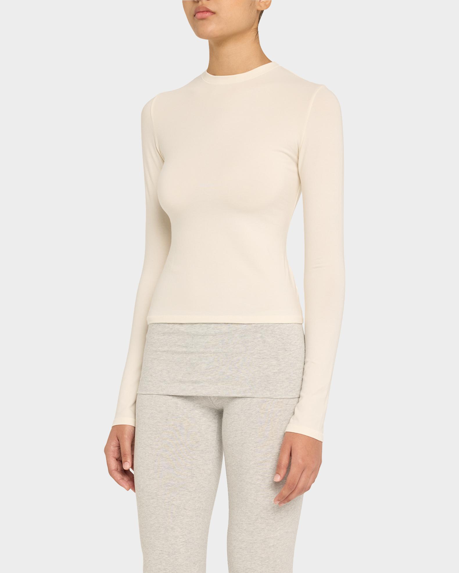 SKIMS Cotton Jersey Long-Sleeve Crewneck T-Shirt | Neiman Marcus