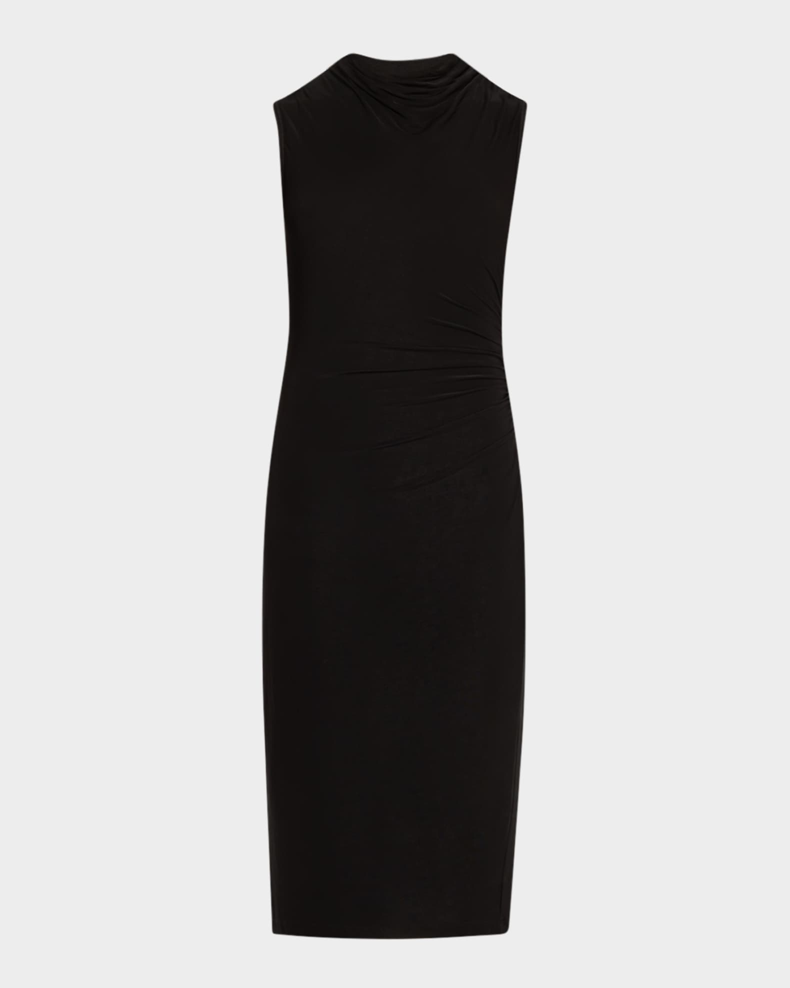 Spruce Ruched Cowl-Neck Midi Dress 0