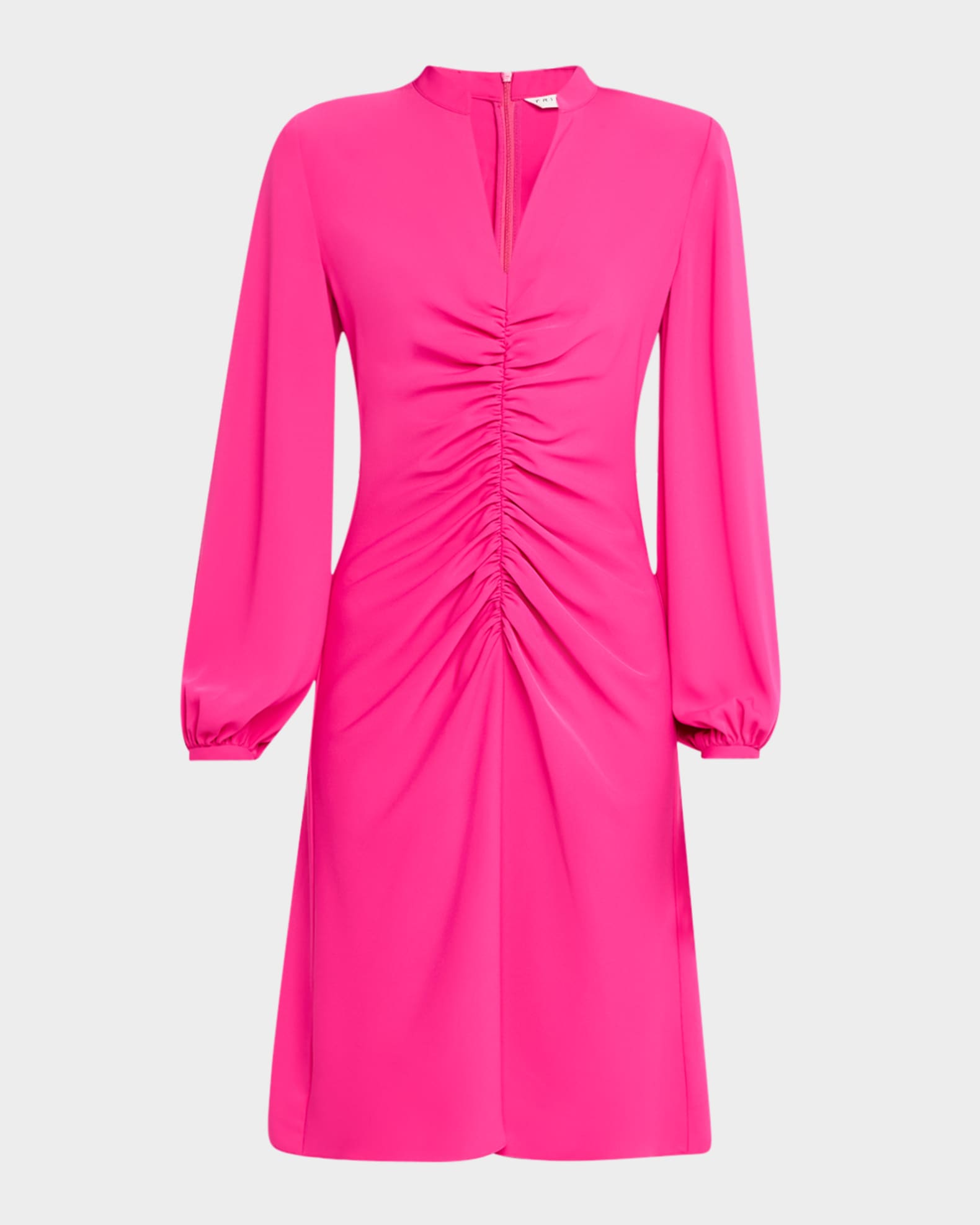 Lora Ruched Blouson-Sleeve Dress 0