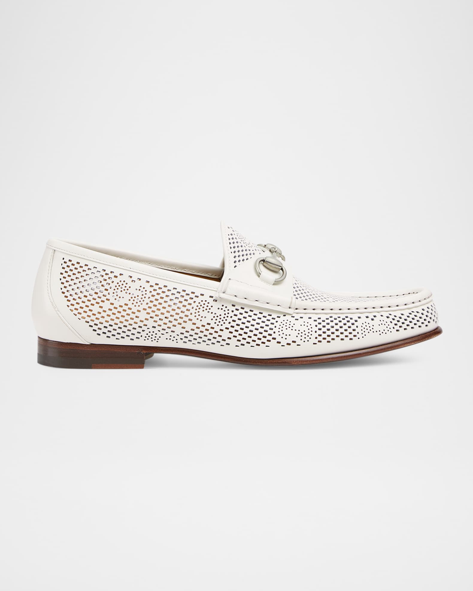 Gucci Men's Horsebit 1953 GG Perforated Leather Bit Loafers