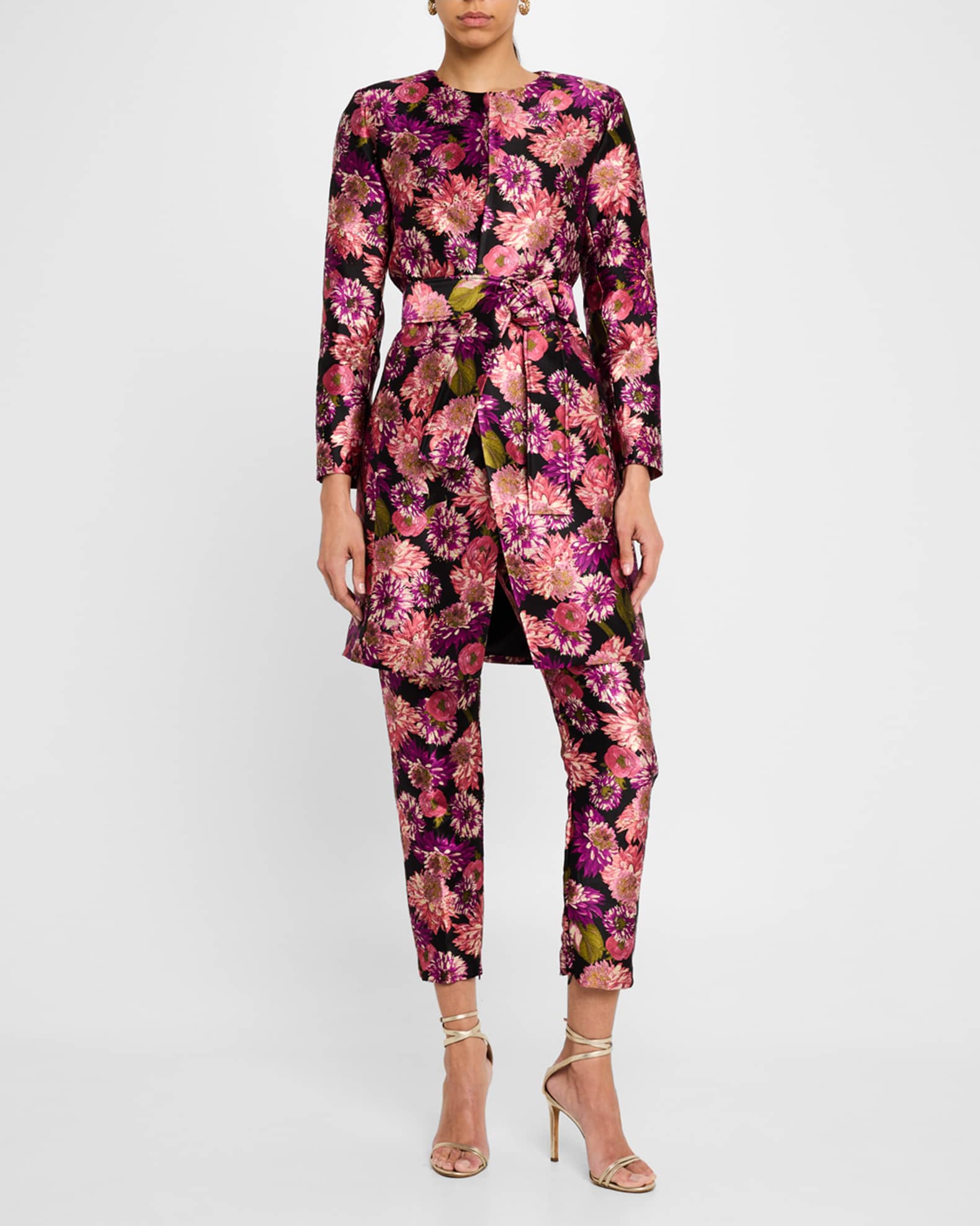 Vienna Pink Wish Jacquard Collarless Coat 1