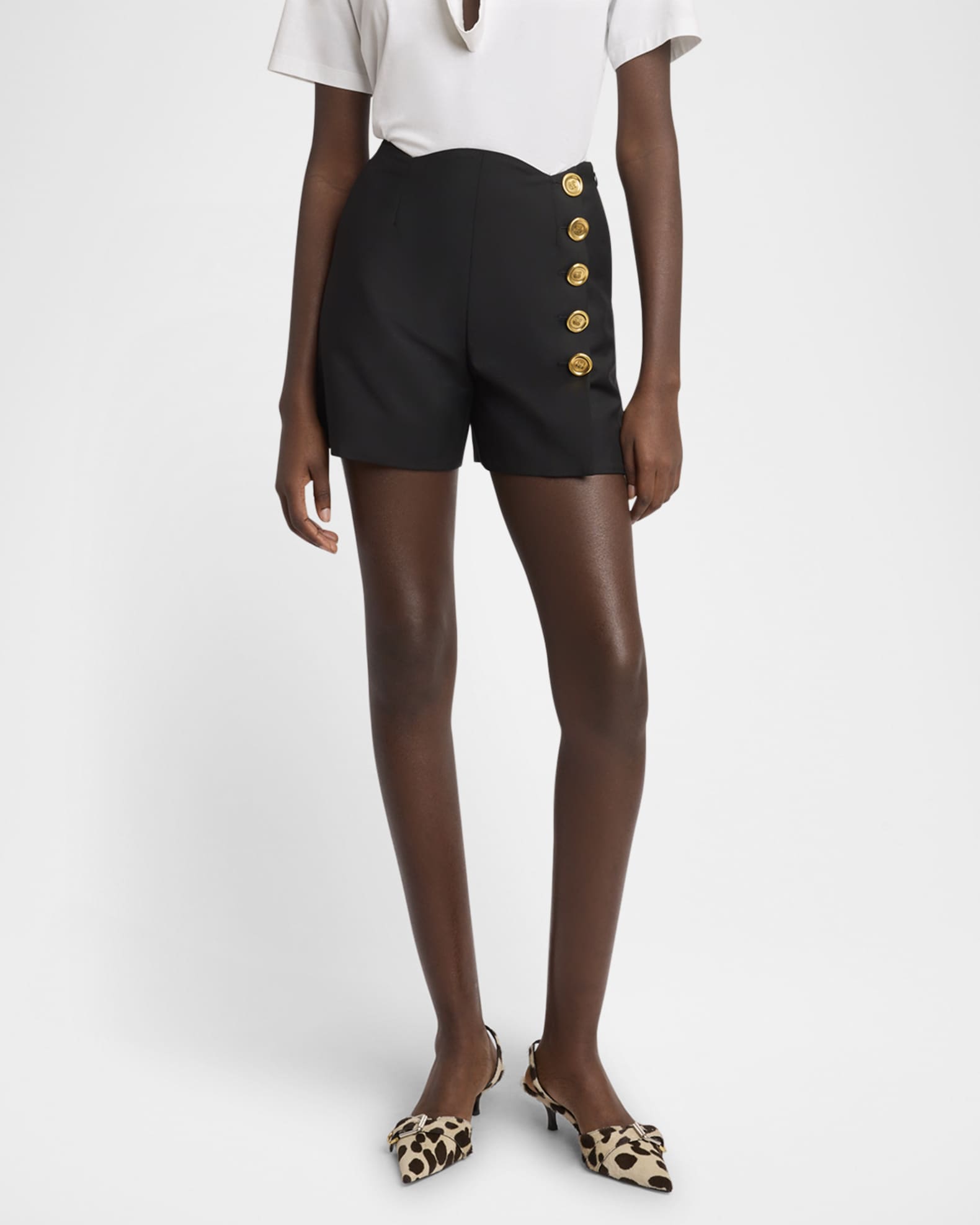 Scalloped Waistband Wool Mohair Sailor Shorts 1