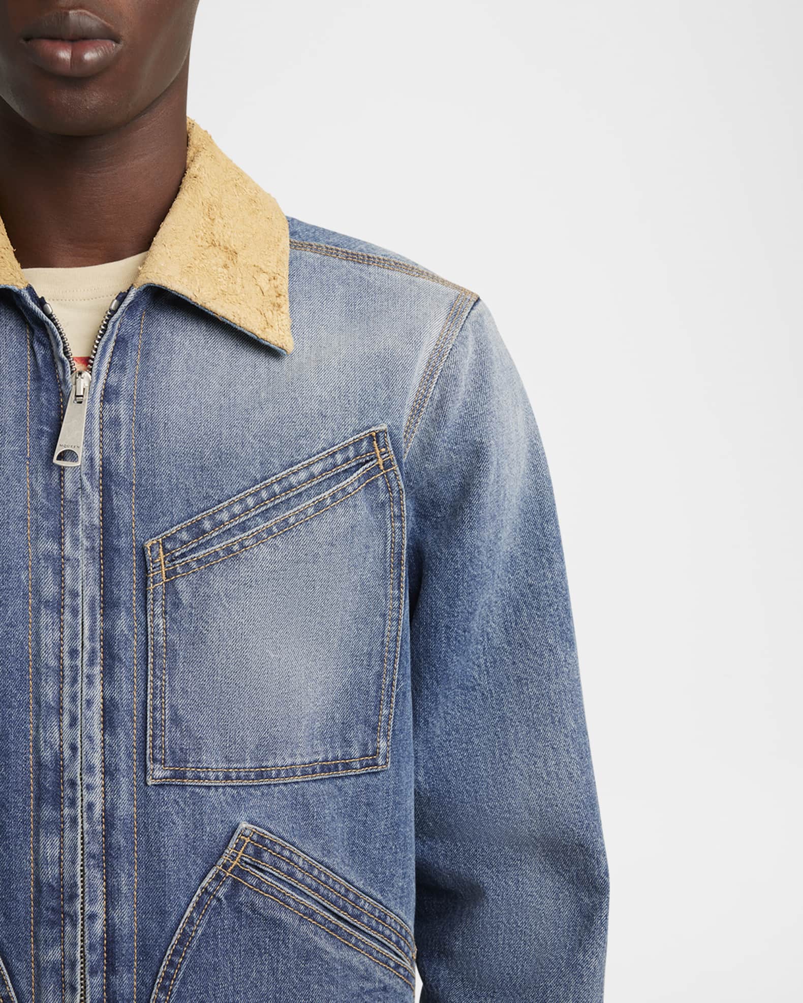 McQueen Men's Denim Workwear Jacket | Neiman Marcus