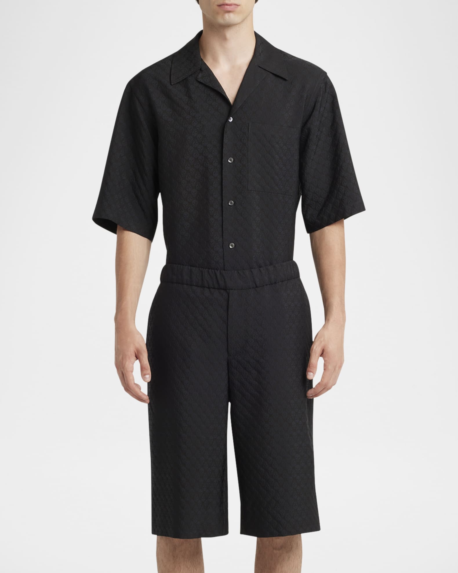 McQueen Men's Skull Jacquard Pajama Shorts | Neiman Marcus