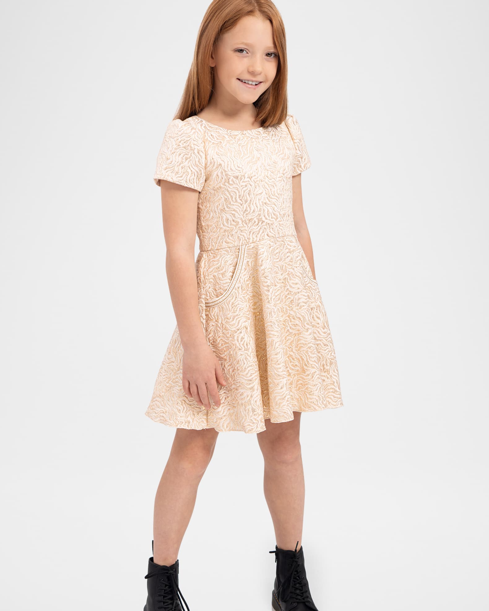 Girl's Ava Jacquard Circle-Skirt Mini Dress, Size 7-16 1