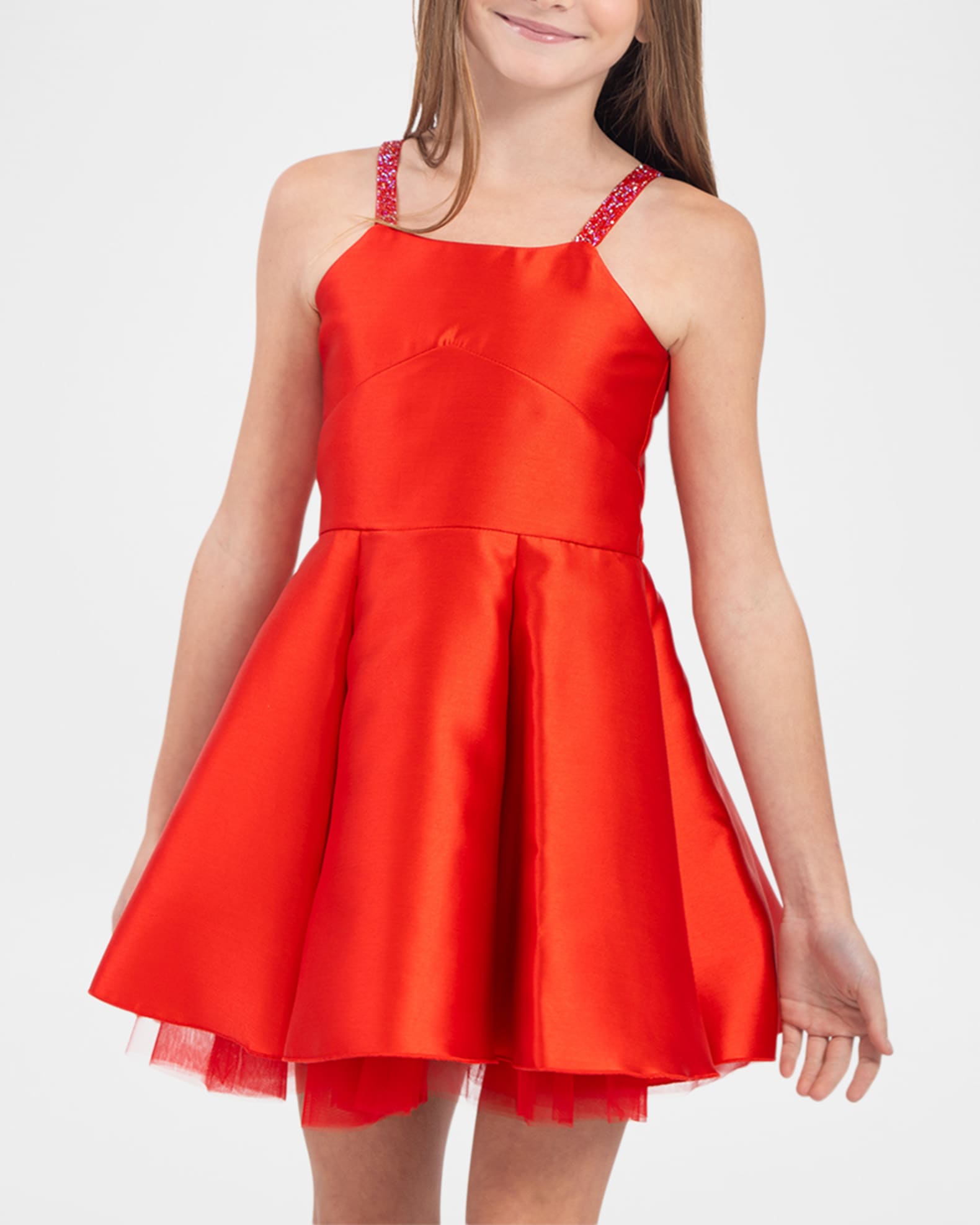 Girl's Henley Crackle Ballet-Strap Mini Dress, Size 7-12 0