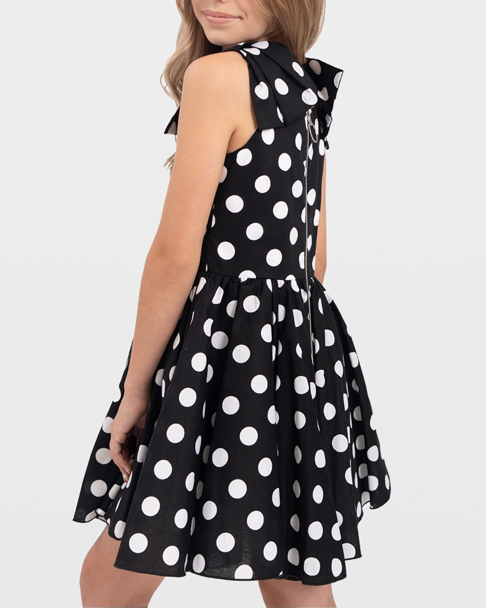 Girl's Amber Polka-Dot Dress with Shoulder Bows, Size 8-14 1