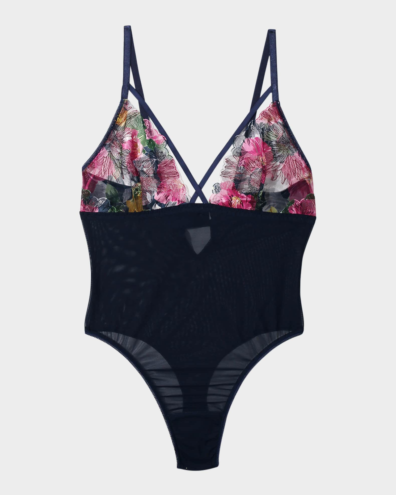 Embroidered mesh bodysuit hot sale
