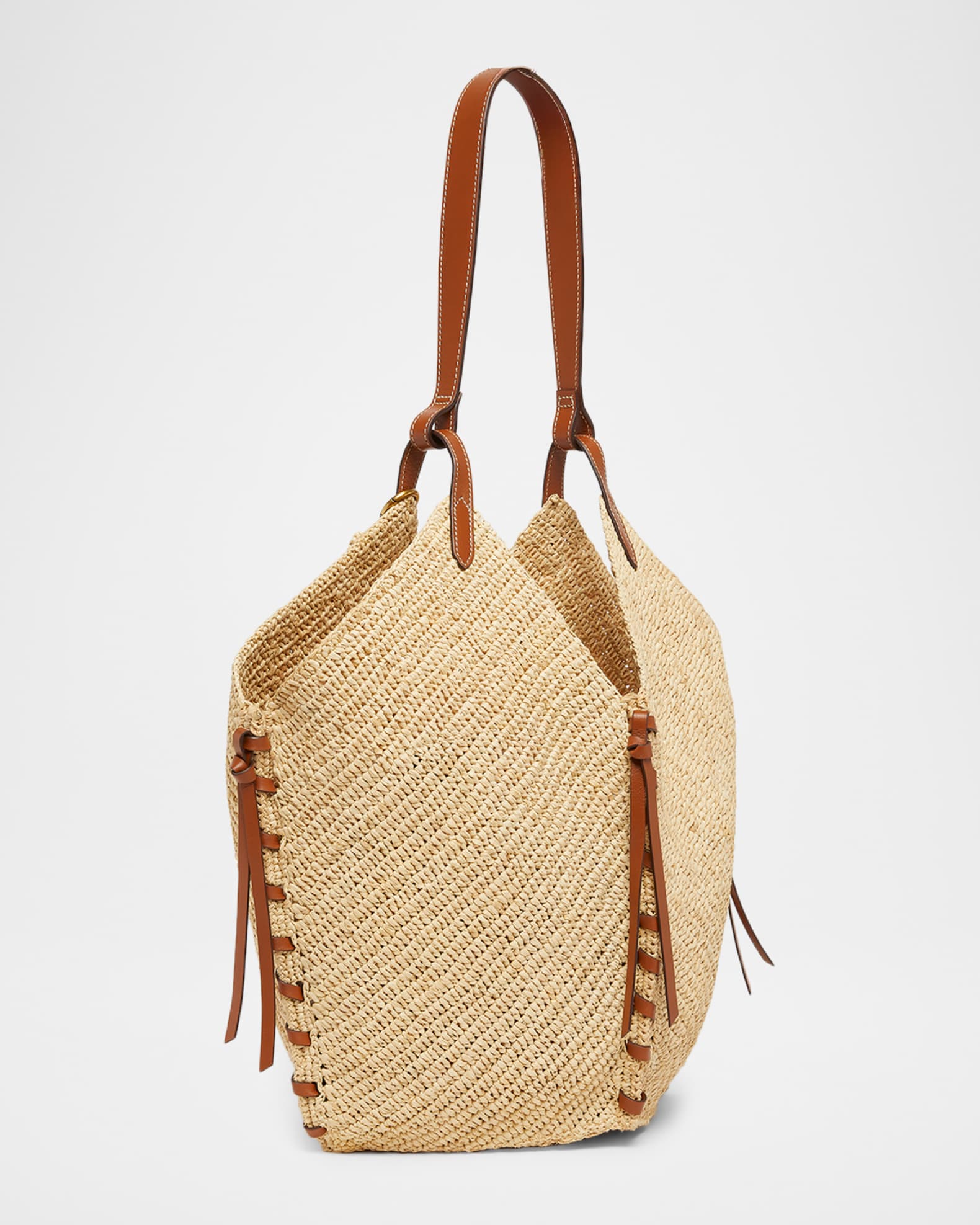 Isabel Marant Tampa Raffia & Leather Shoulder Bag | Neiman Marcus