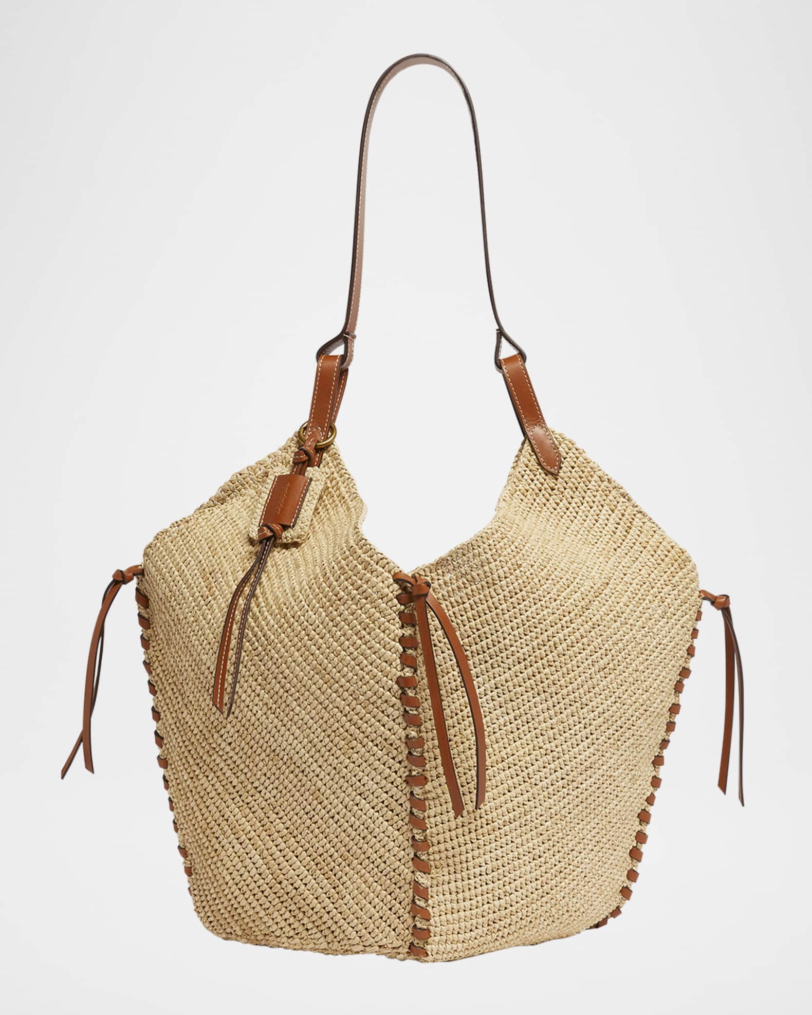 Tampa Raffia & Leather Shoulder Bag 0