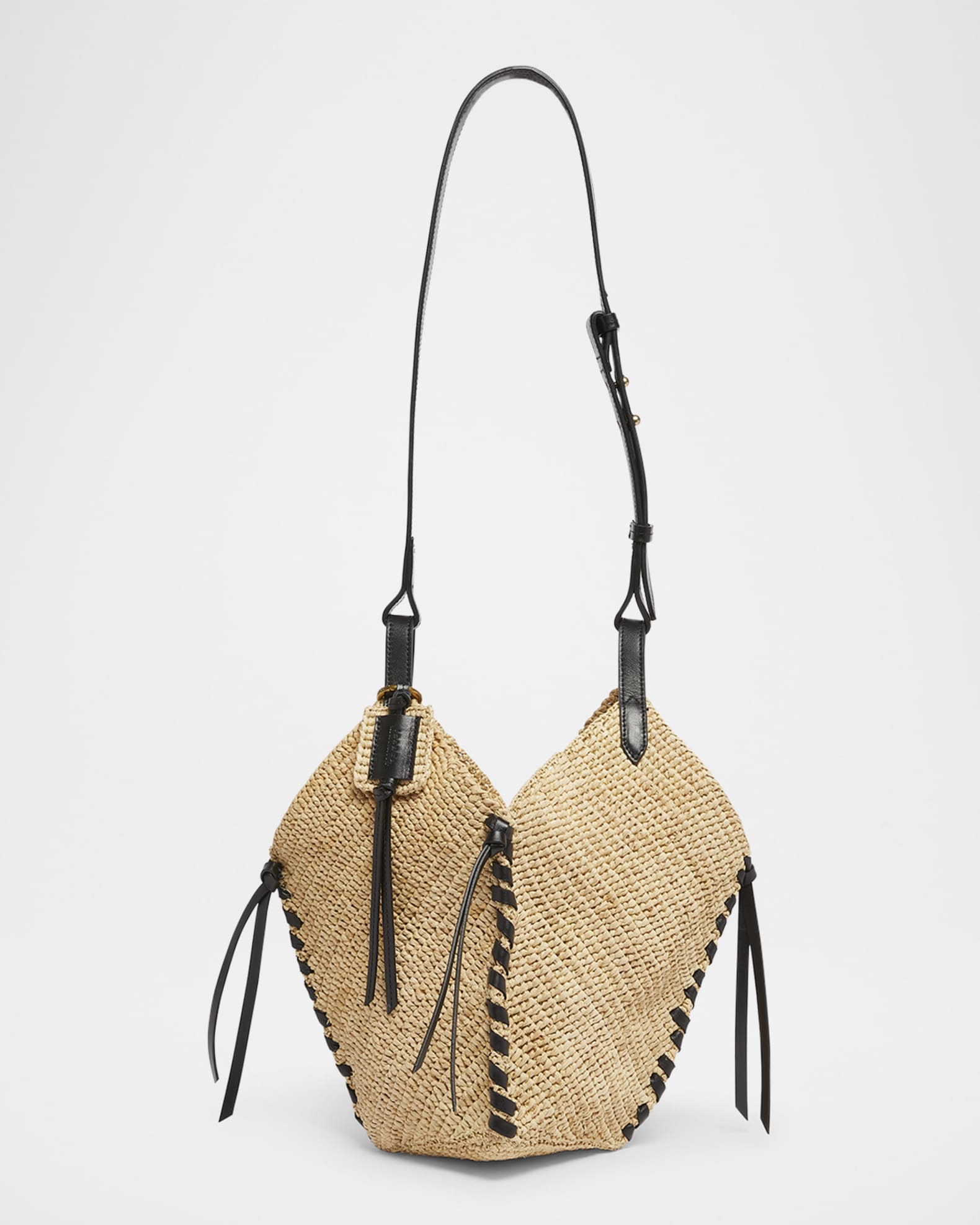 Tampa Mini Raffia & Leather Bucket Bag 0