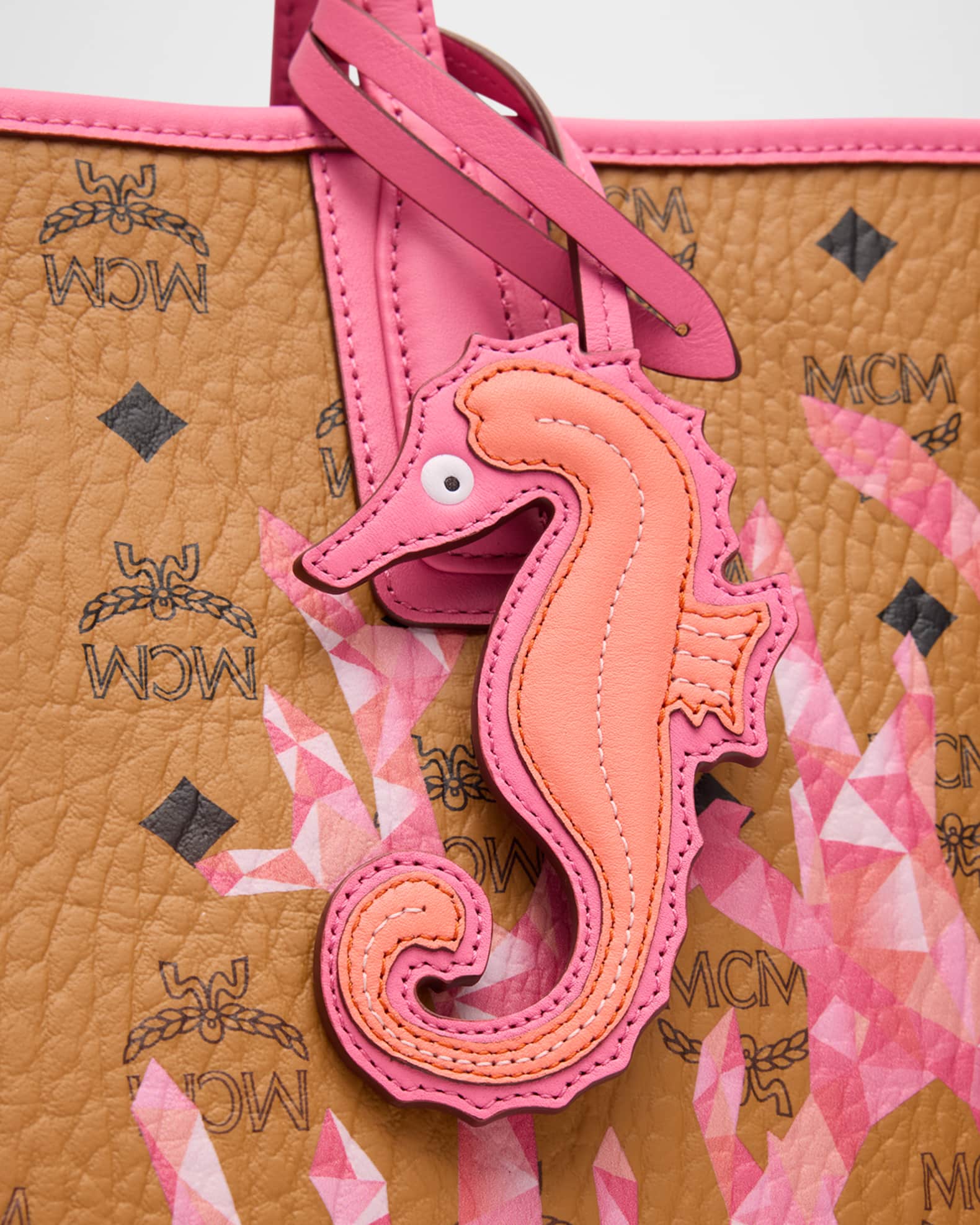 Liz Medium Coral Mountain Visetos Shopper Tote Bag