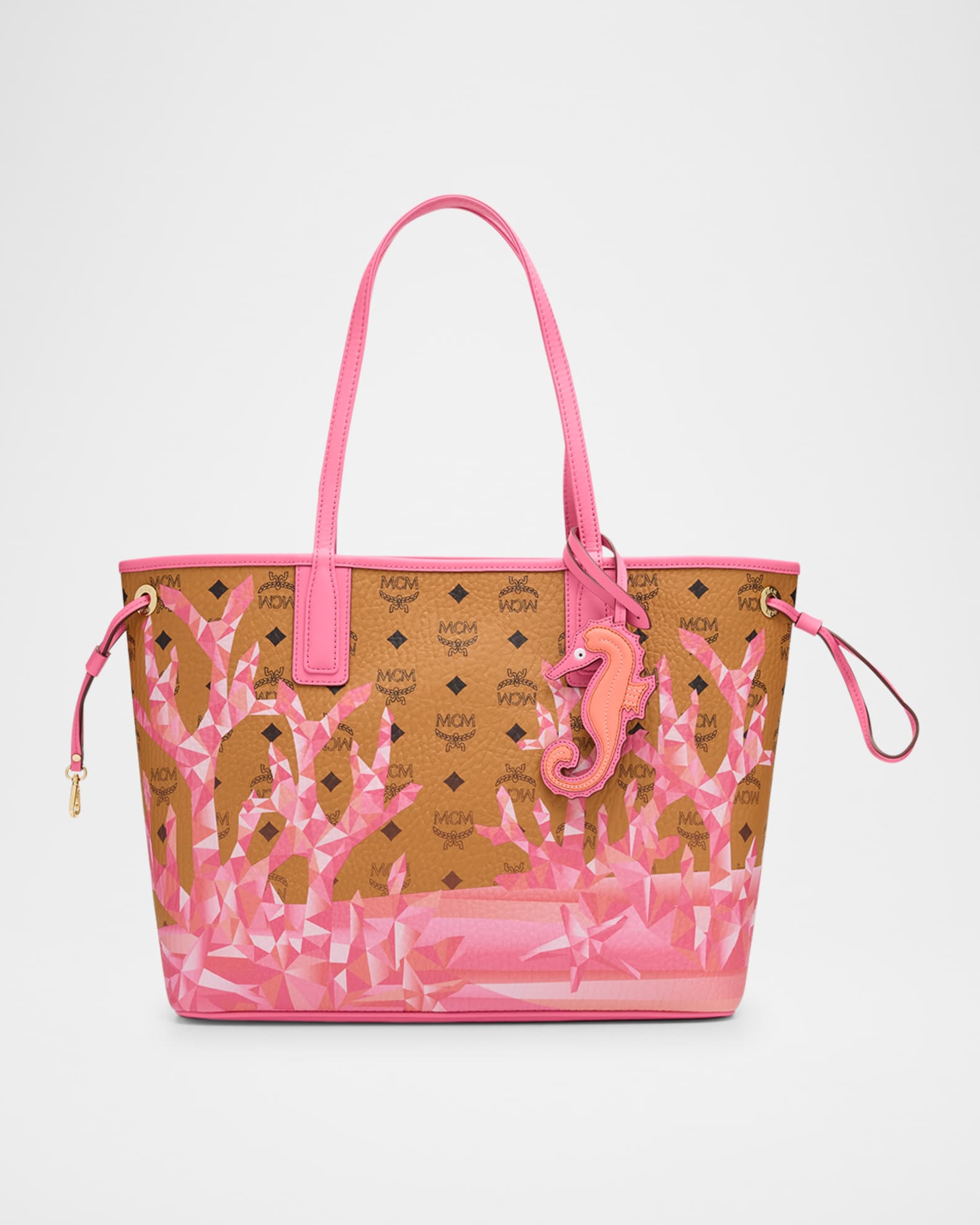Liz Medium Coral Mountain Visetos Shopper Tote Bag
