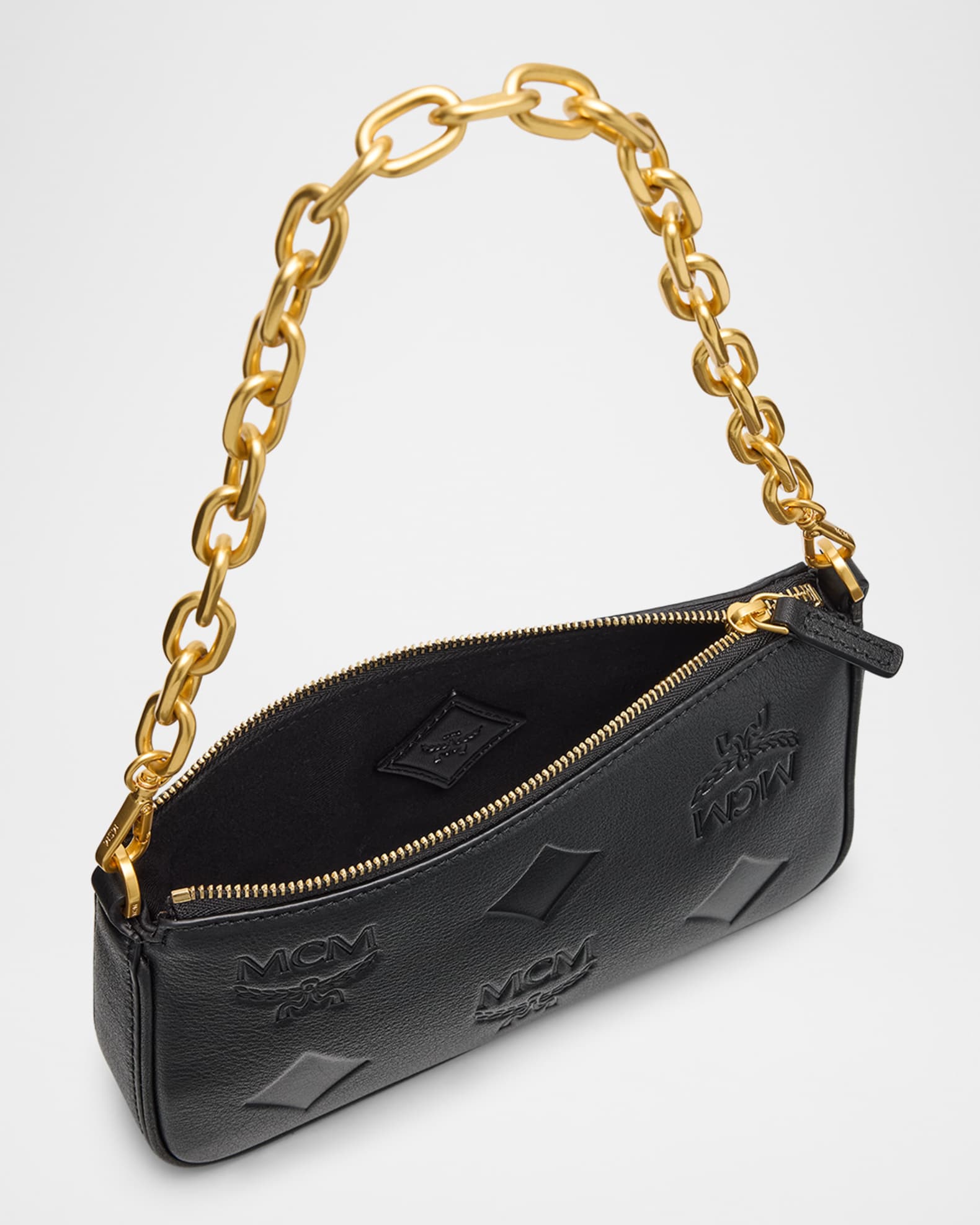 MCM Aren Maxi Monogram Leather Pouch Shoulder Bag Neiman Marcus