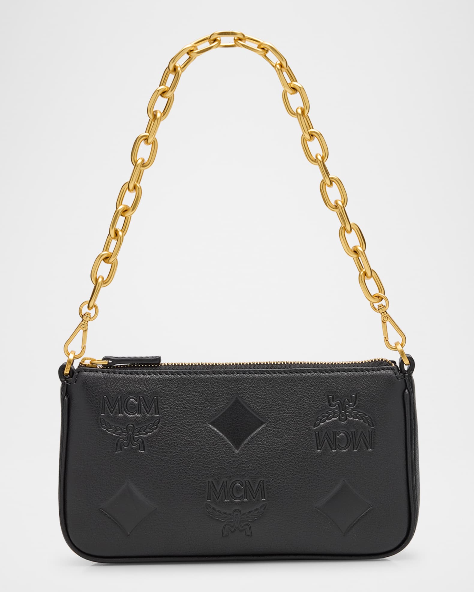 Aren Maxi Monogram Leather Pouch Shoulder Bag
