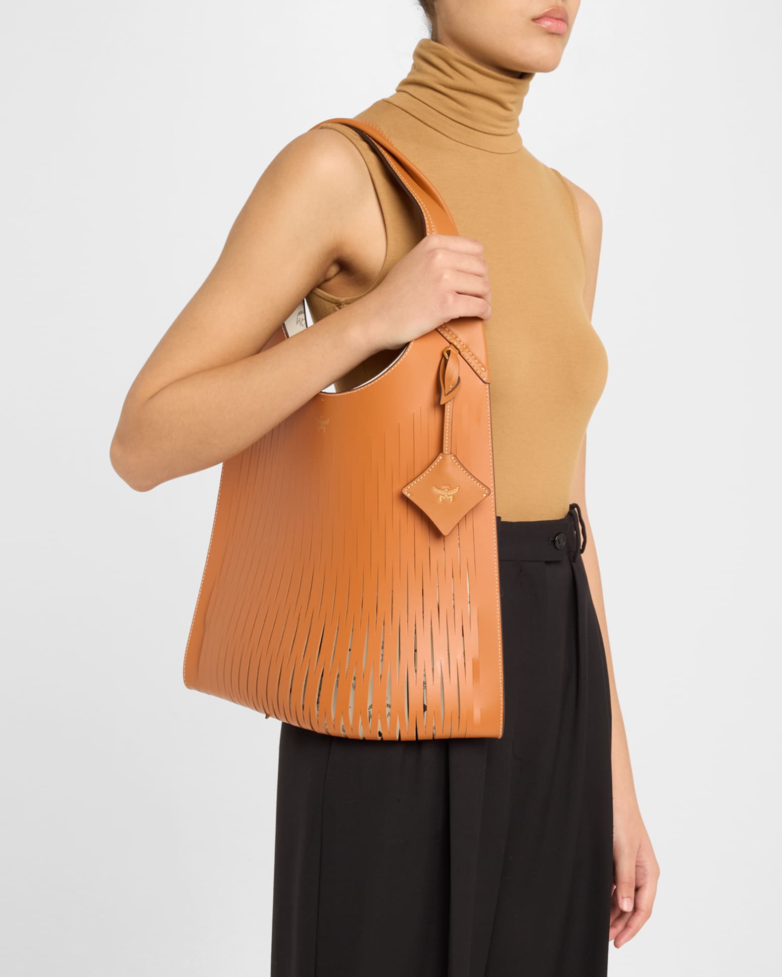 Aren XL Fishnet Leather Shopper Tote Bag 1
