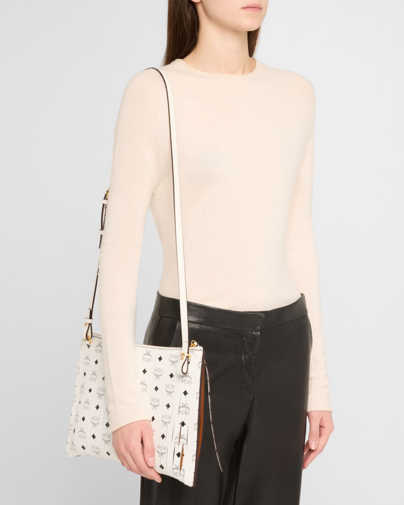 Aren Medium Visetos Slit Leather Crossbody Bag 1