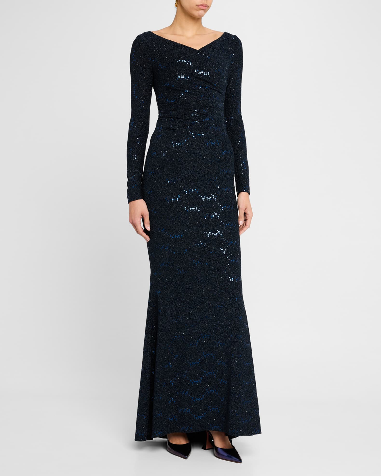 Stardust Trumpet Jersey Long-Sleeve Gown 1