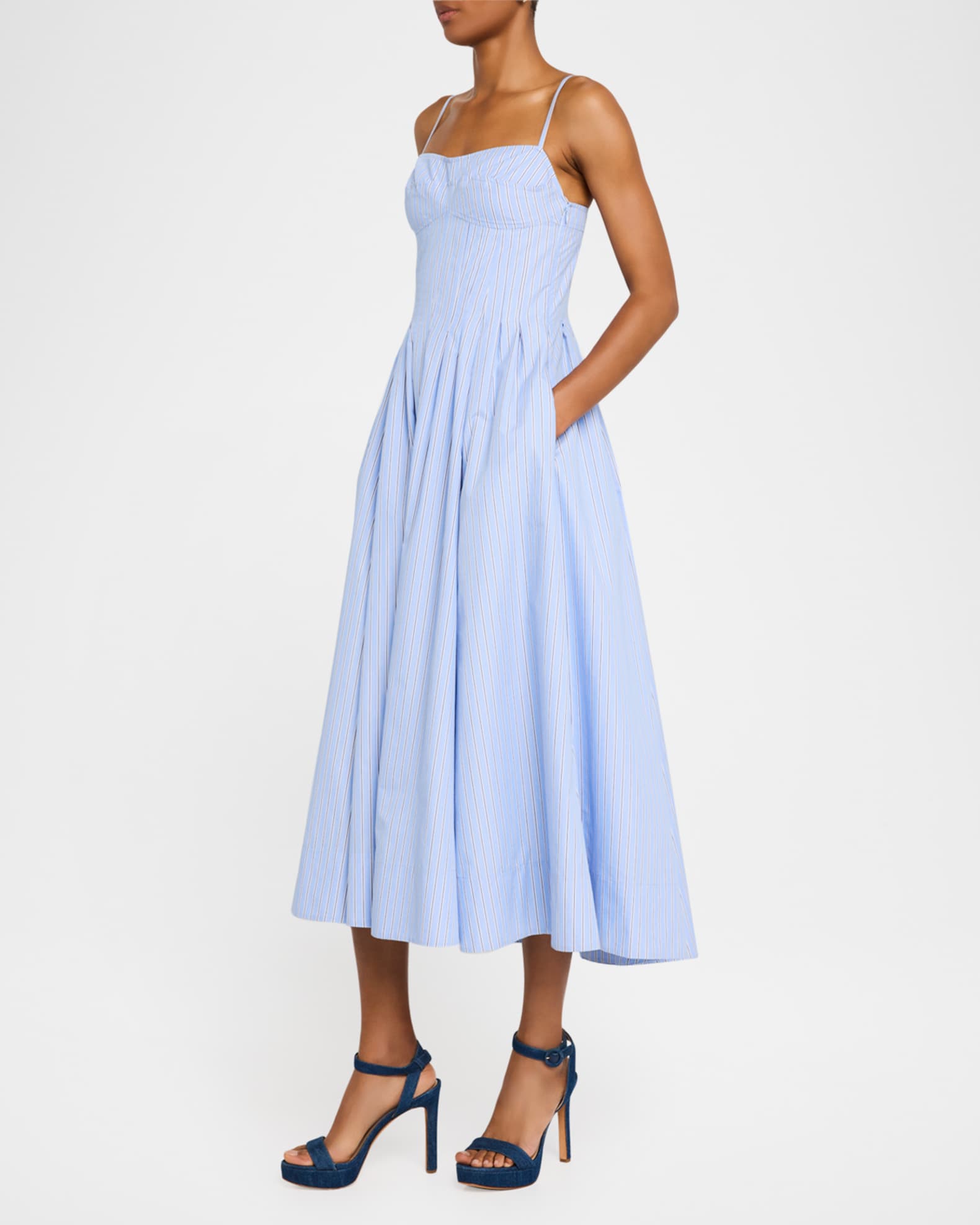Kittiya Pinstripe A-Line Midi Dress 1