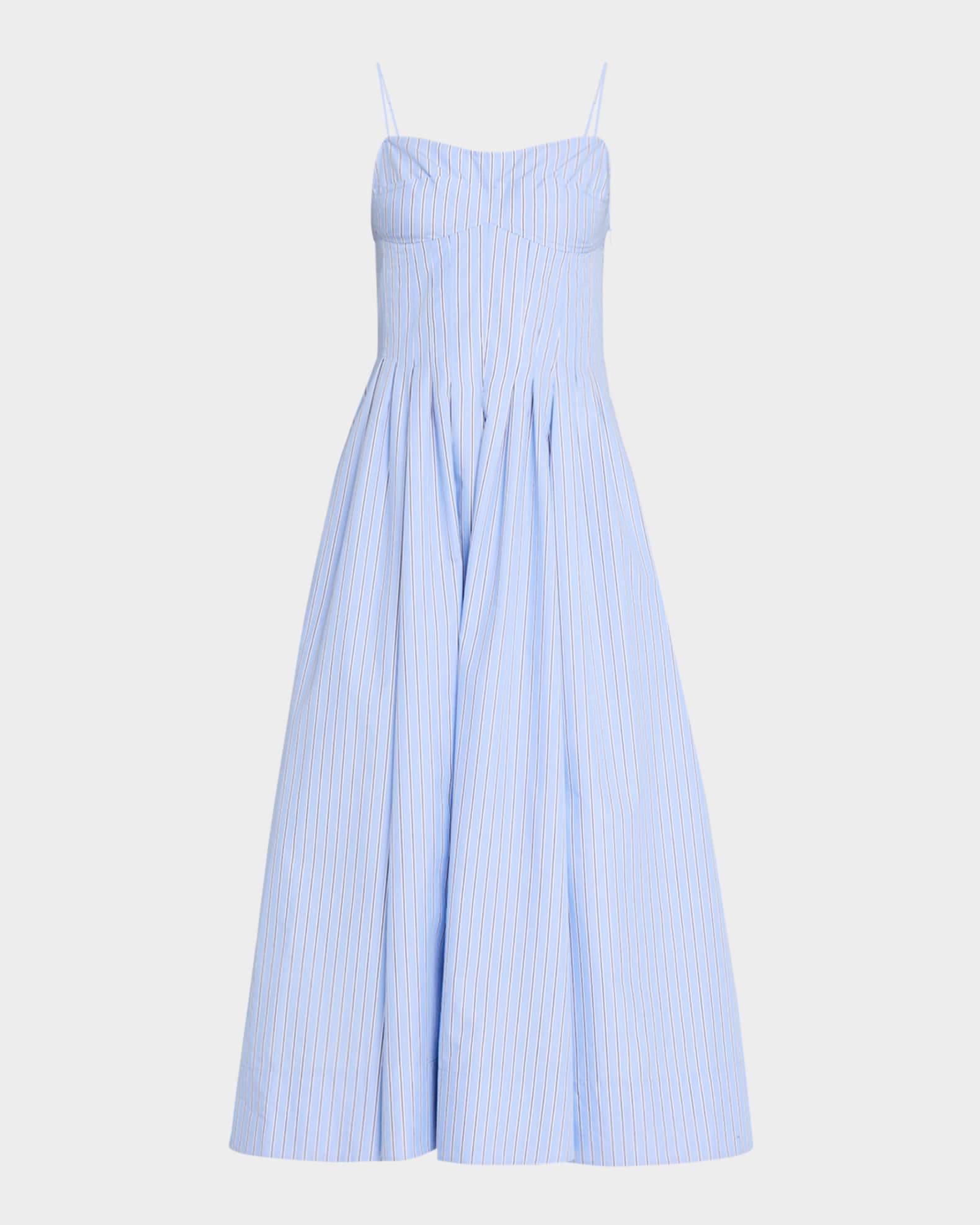 Kittiya Pinstripe A-Line Midi Dress 0