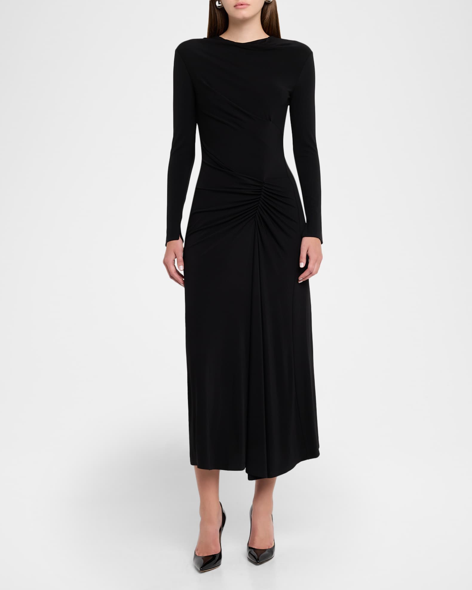 chinese dress ladies Naia Long Sleeve Ruched Dress - Midnight main image 1