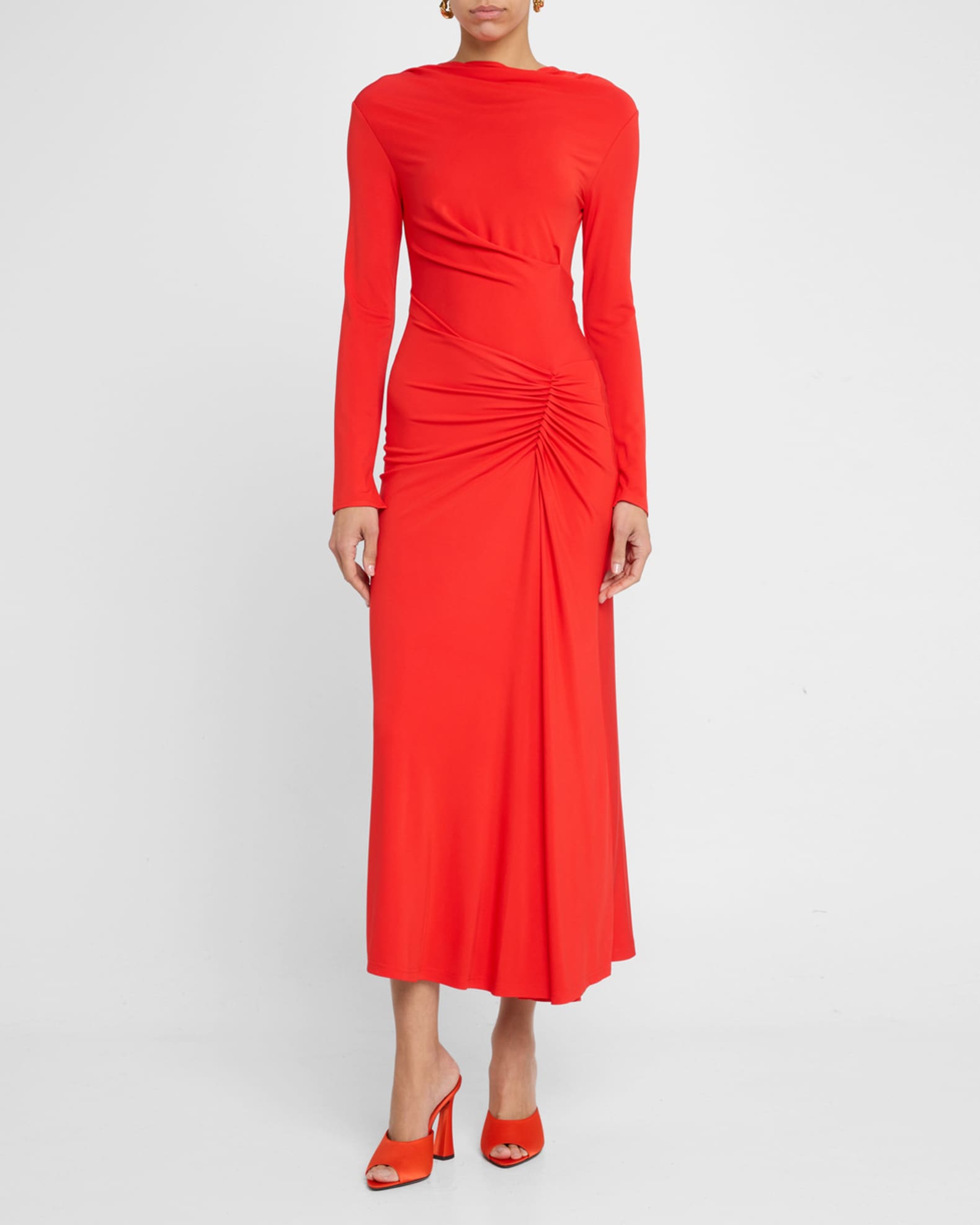 Ferrera Ruched Long-Sleeve Midi Dress 1