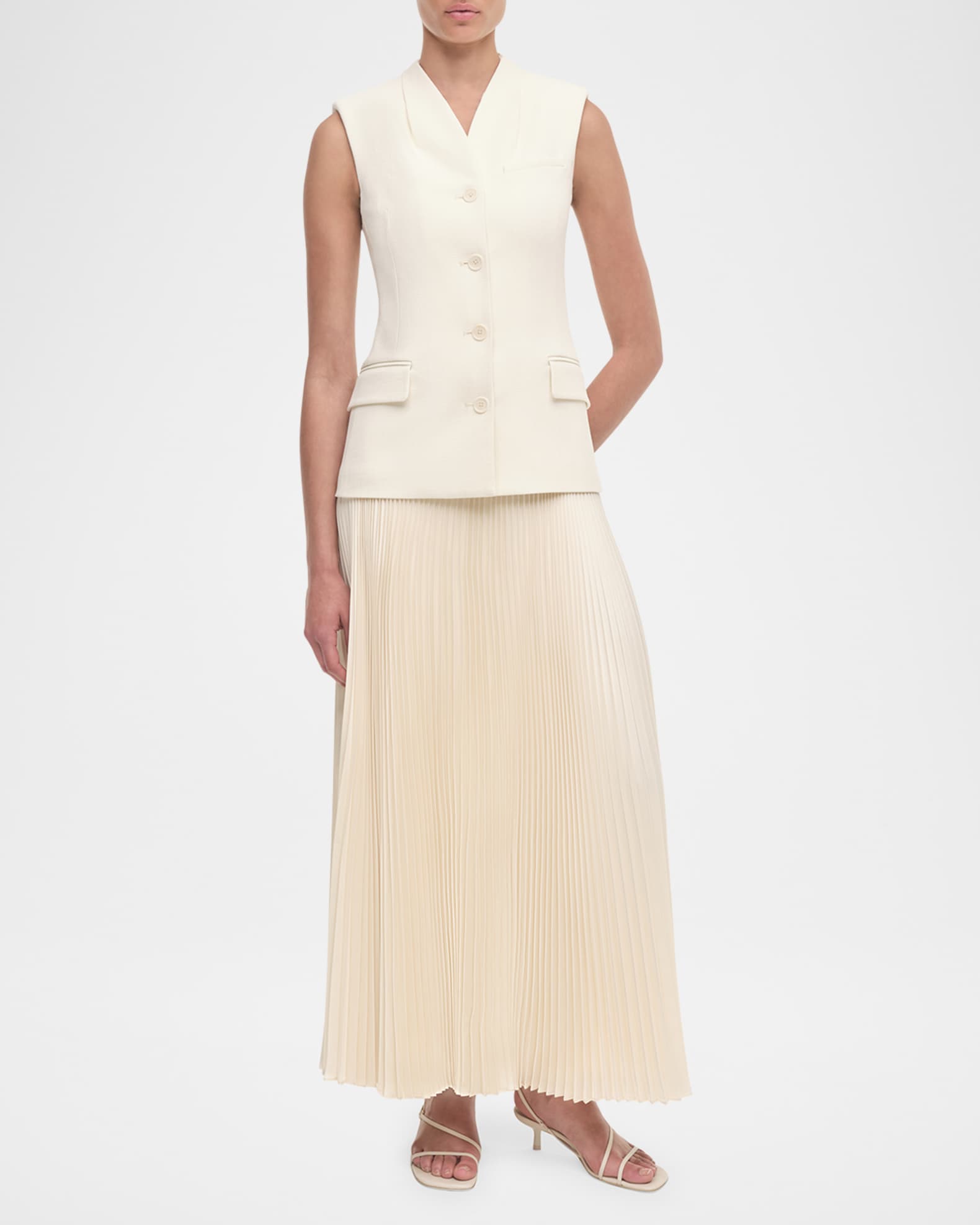 Sleeveless Vest Suspender Midi Dress main image 0